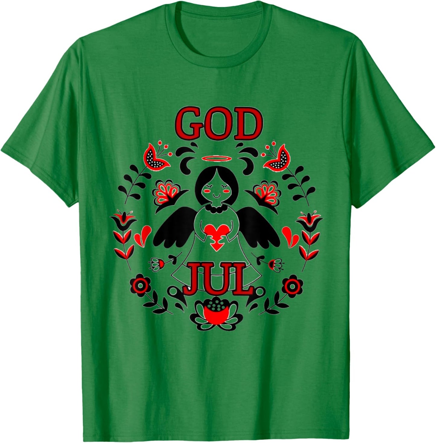 God Jul In Heart Christmas T-Shirt - T-Shirt | Irish Green
