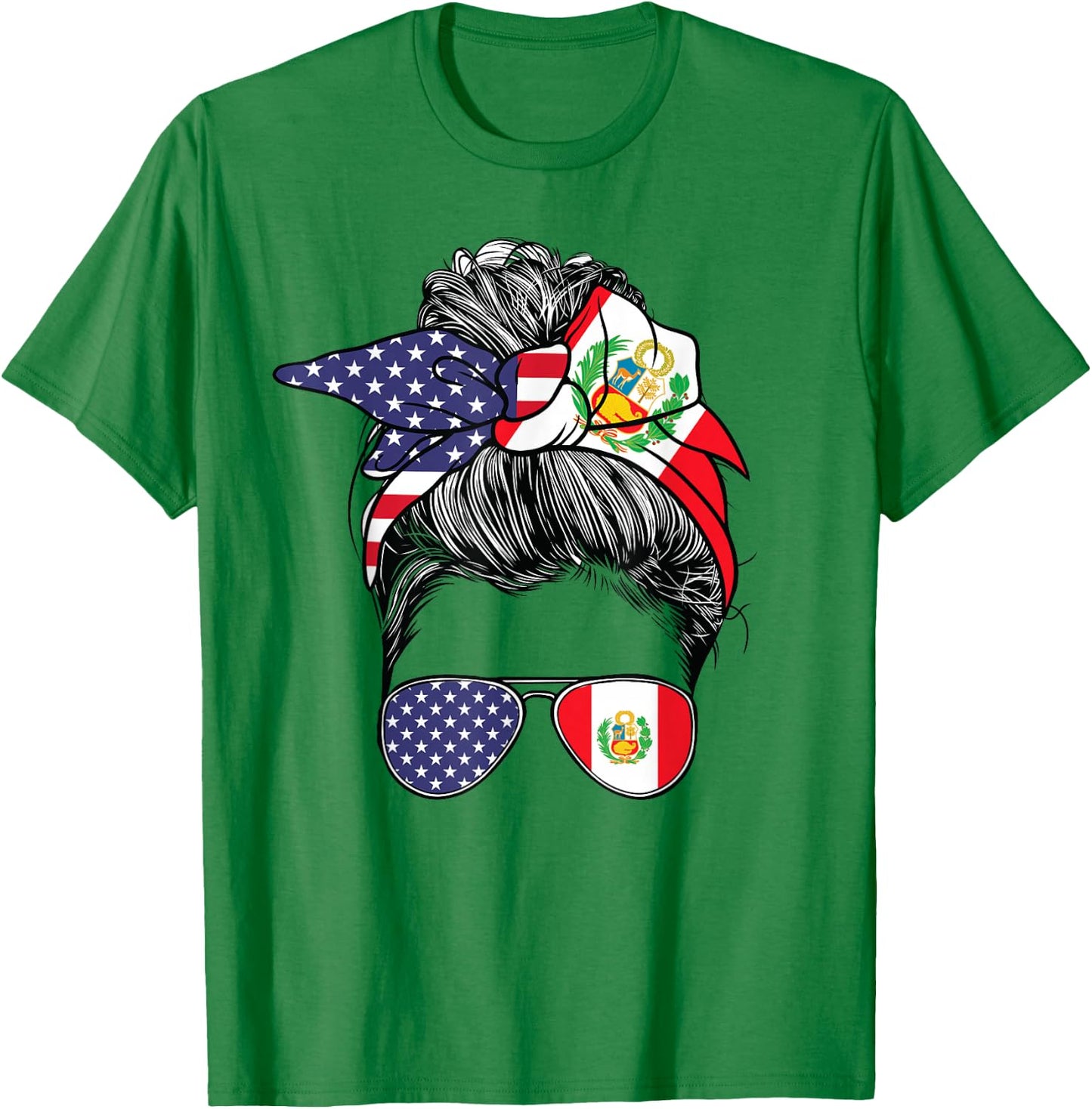 Peruvian Women Girl USA Heritage American Peru Flag T-Shirt - T-Shirt | Irish Green