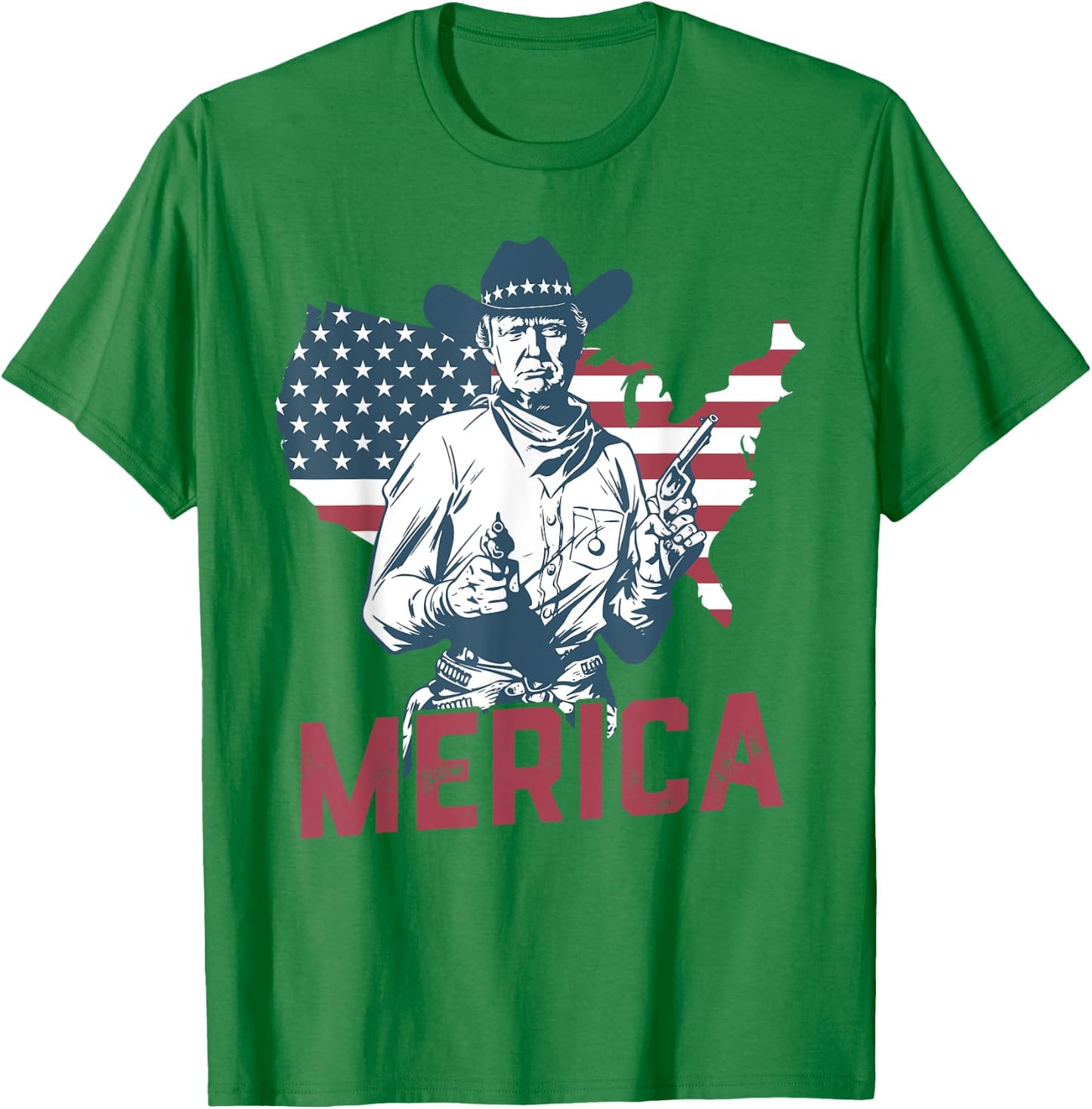 'MERICA TRUMP Happy 4th Of July Trump American Flag Gifts T-Shirt - T-Shirt | Irish Green