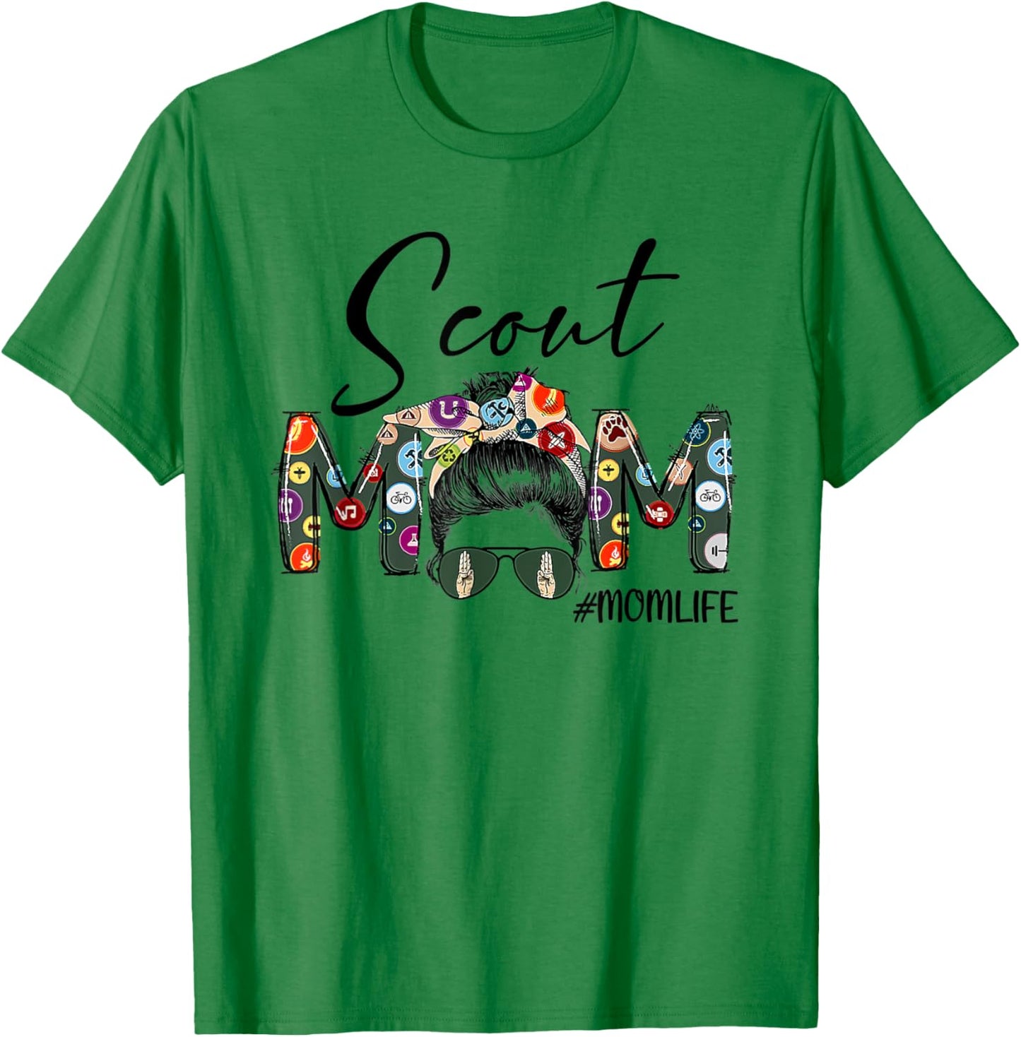 Scouting Scout Mom Life Messy Bun Hair Mother's Day T-Shirt - T-Shirt | Irish Green