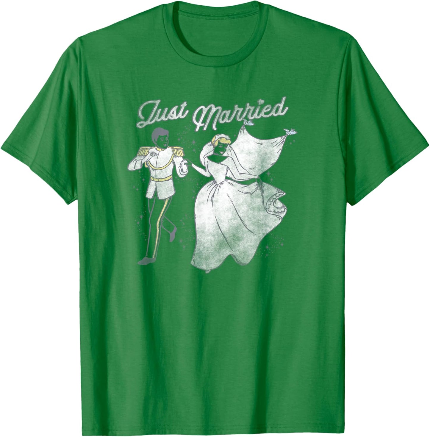 Disney Cinderella Prince & Princess Just Married V-2 T-Shirt - T-Shirt | Irish Green