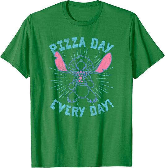 Disney Lilo & Stitch Pizza Day Everyday Transparent T-Shirt - T-Shirt | Irish Green