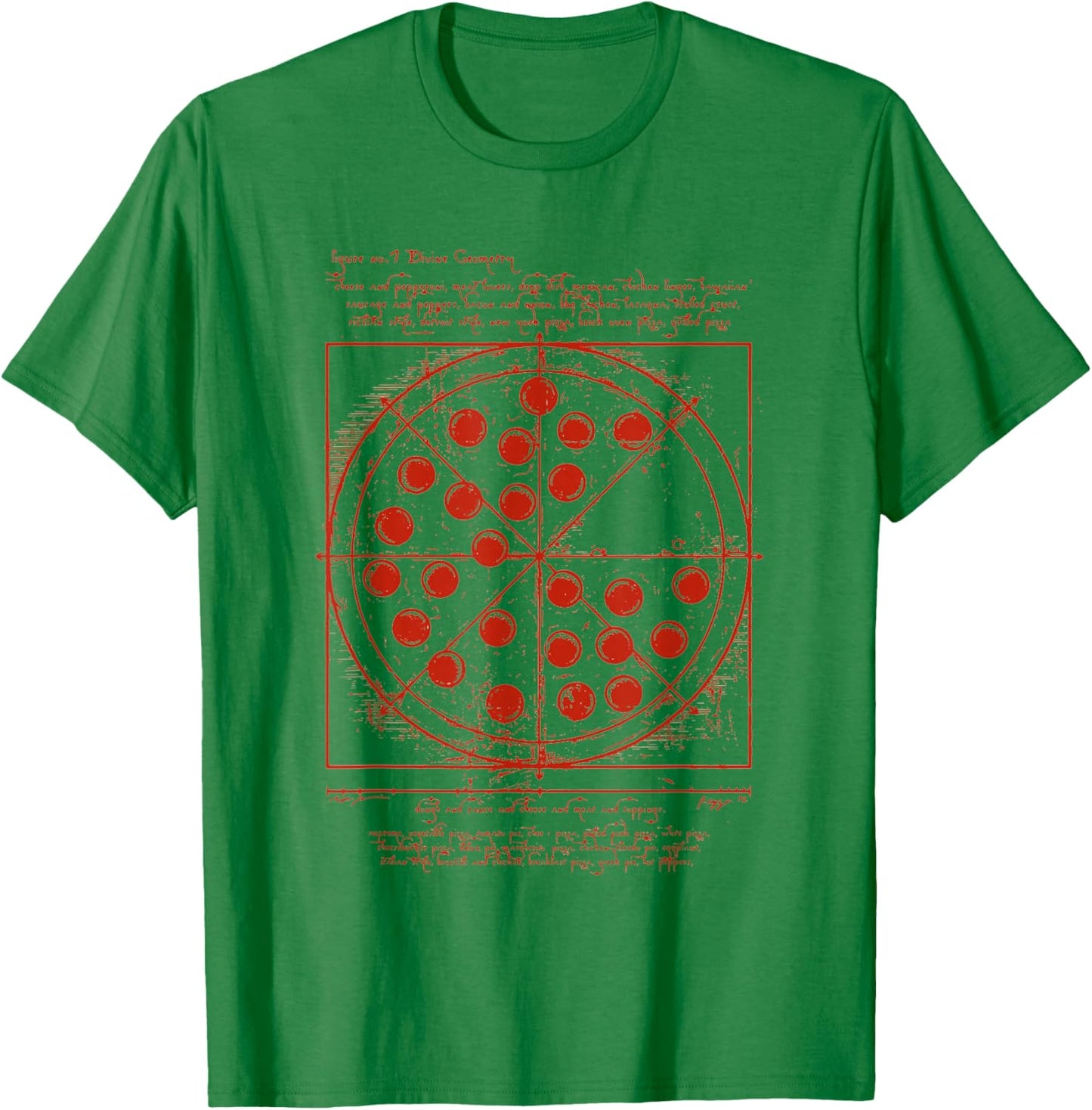 DaVinci Loves Pizza Vitruvian Human Pizza Vitruvian Pizzeria Pizza Baker T-Shirt - T-Shirt | Irish Green