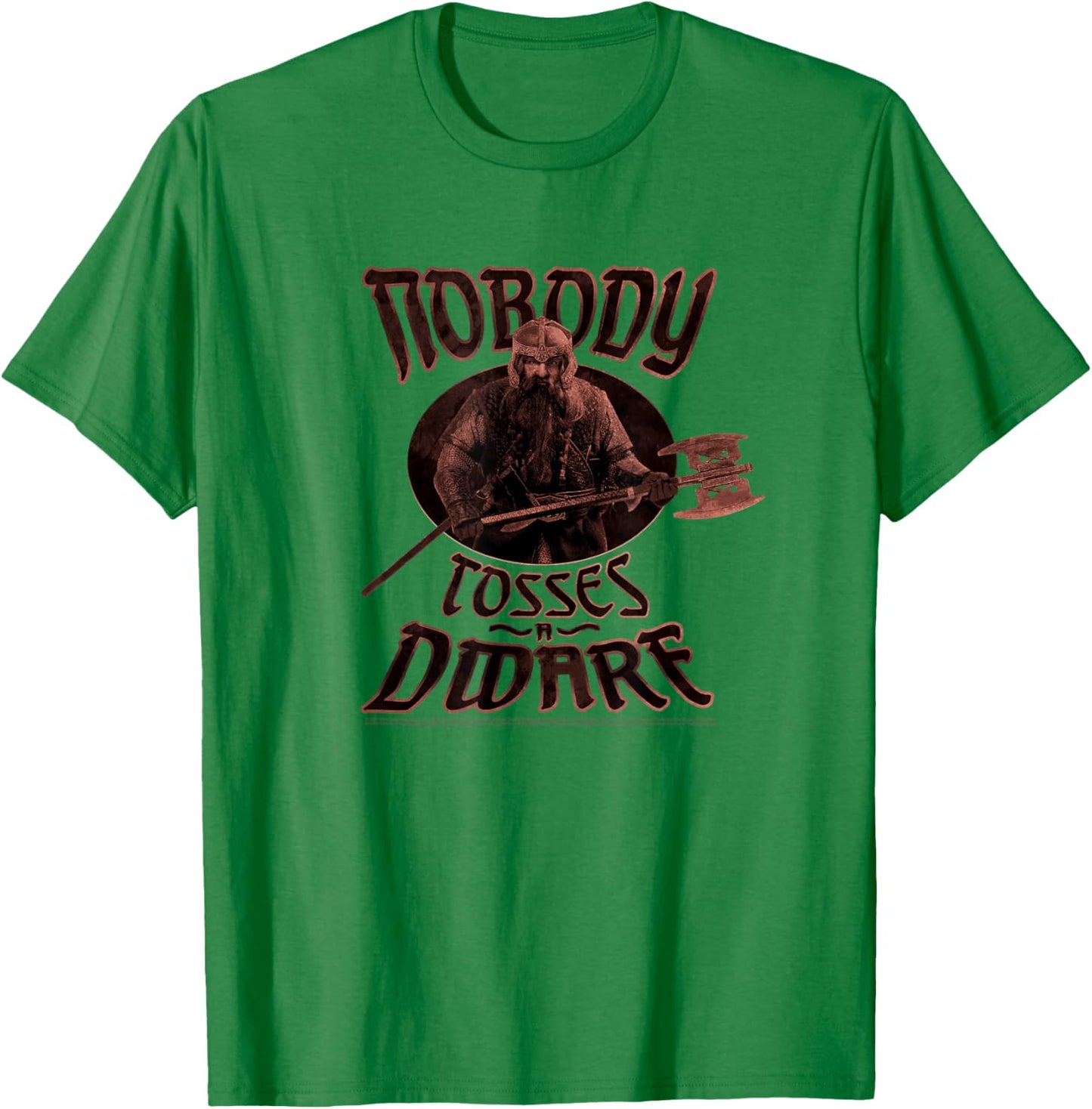Lord of The Rings Gimli Nobody Tosses A Dwarf Portrait T-Shirt - T-Shirt | Irish Green