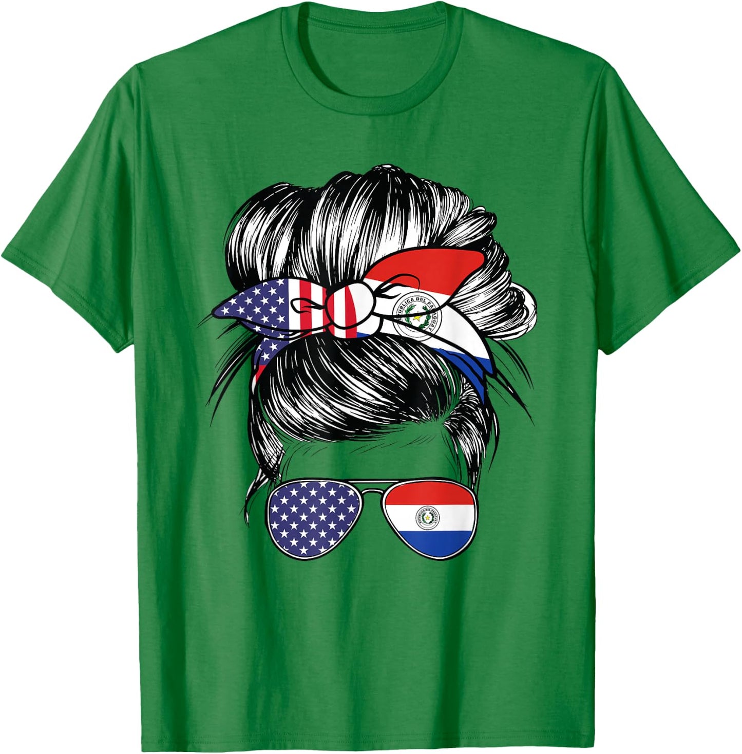 Paraguay Flag American Women Girl USA Heritage Paraguayan T-Shirt - T-Shirt | Irish Green