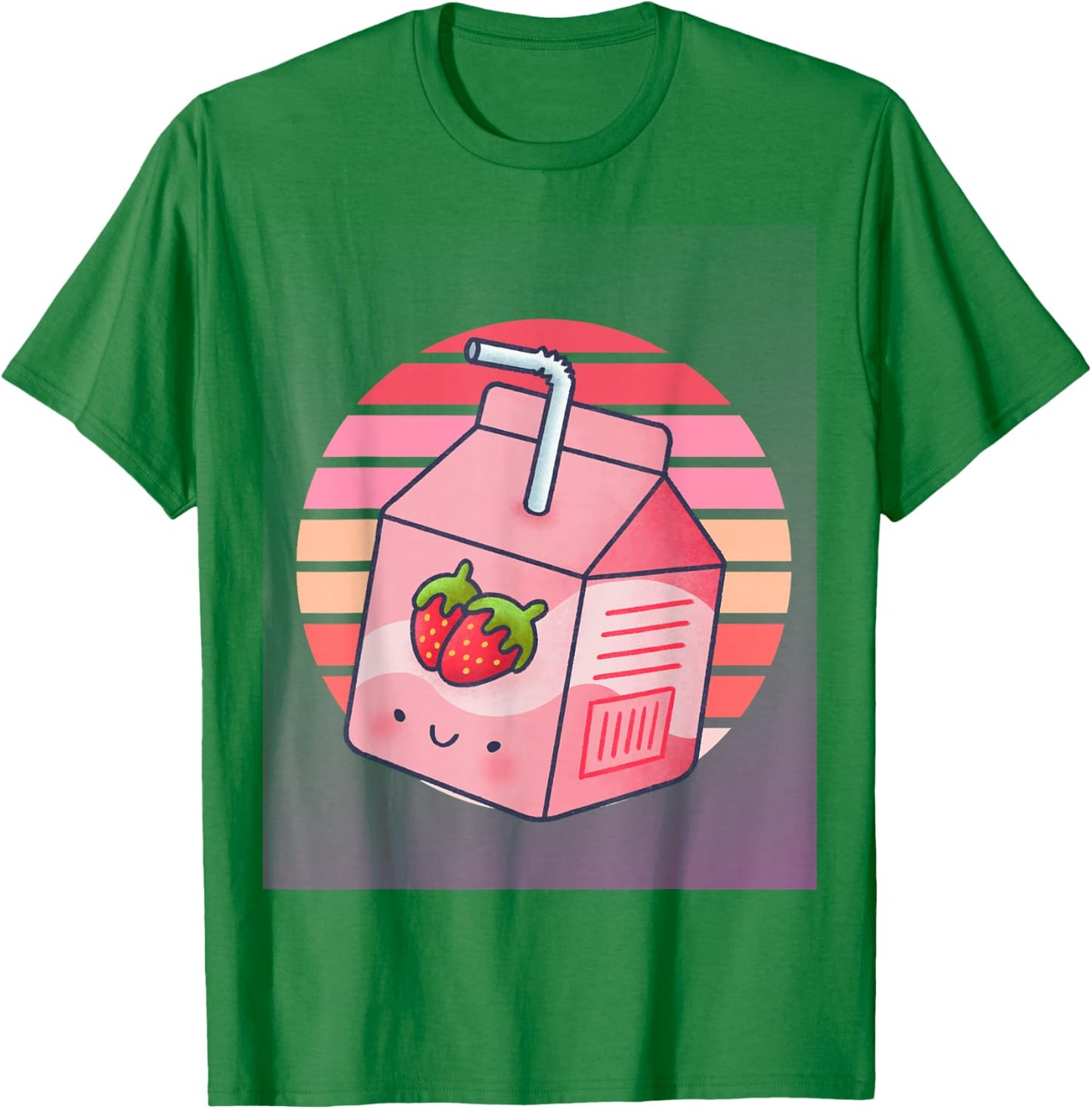 Japanese Pink Strawberry Milk Kawaii 90s Retro T-Shirt - T-Shirt | Irish Green