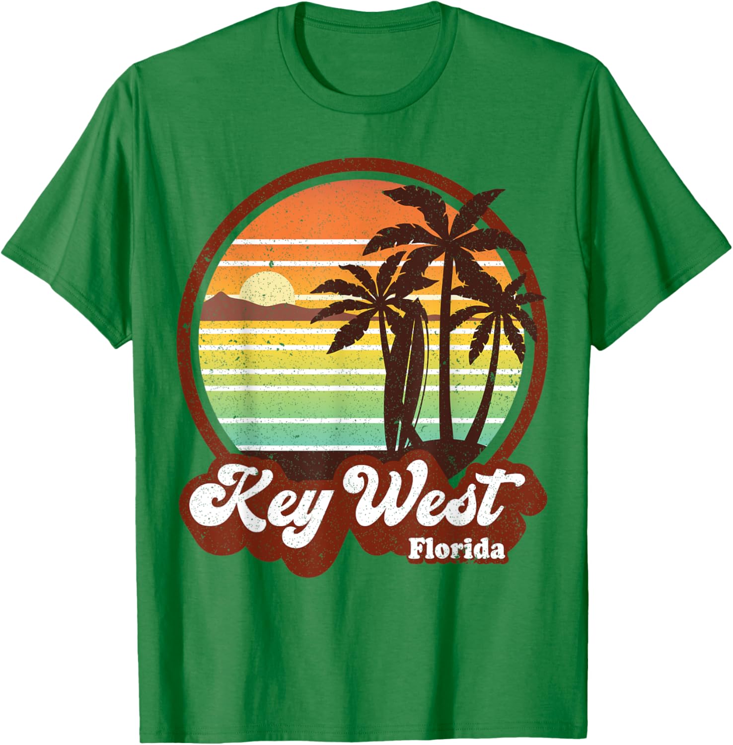 Key West Souvenirs Florida Vintage Surf Surfing Retro 70s T-Shirt - T-Shirt | Irish Green