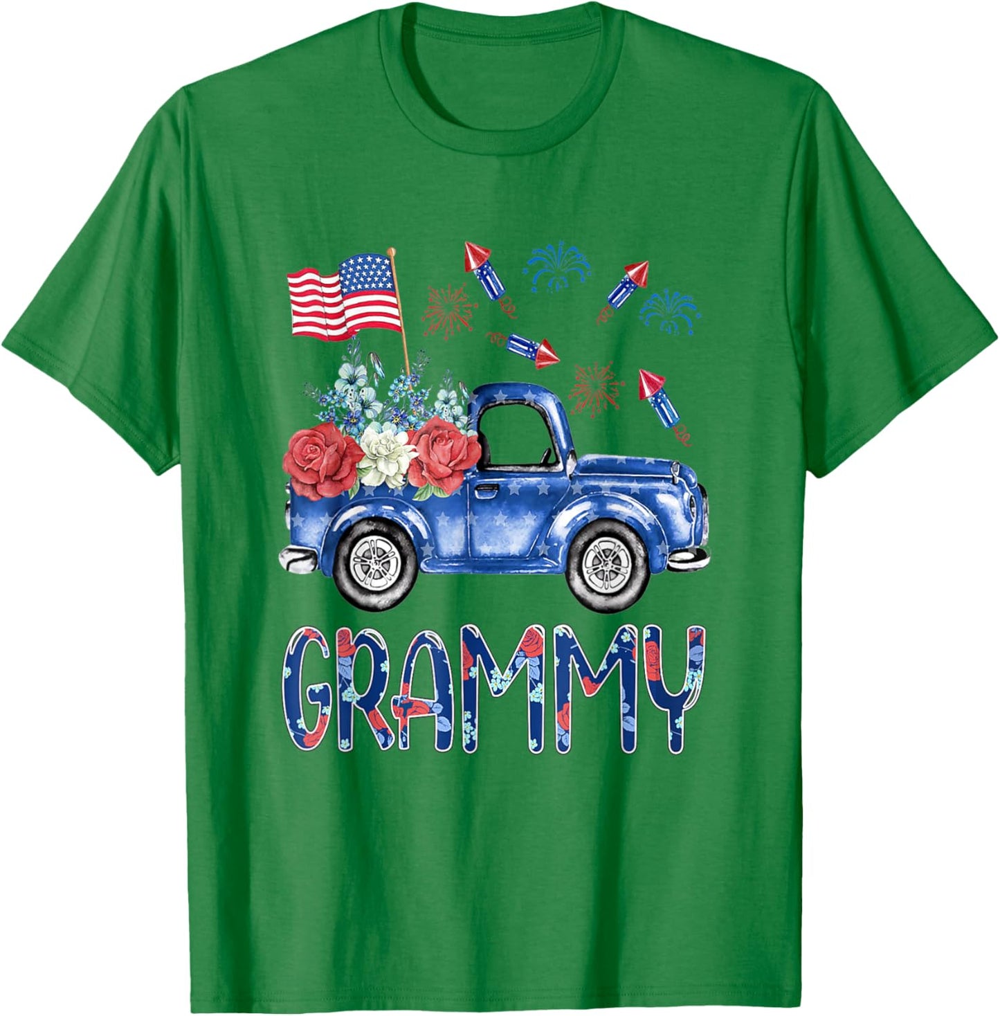 Great Cute Patriotic 4th Of July Women Proud Grammy T-Shirt - T-Shirt | Irish Green