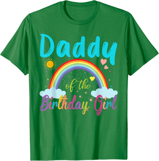 Daddy Of The Birthday Girl Rainbow Birthday Matching Family T-Shirt - T-Shirt | Irish Green