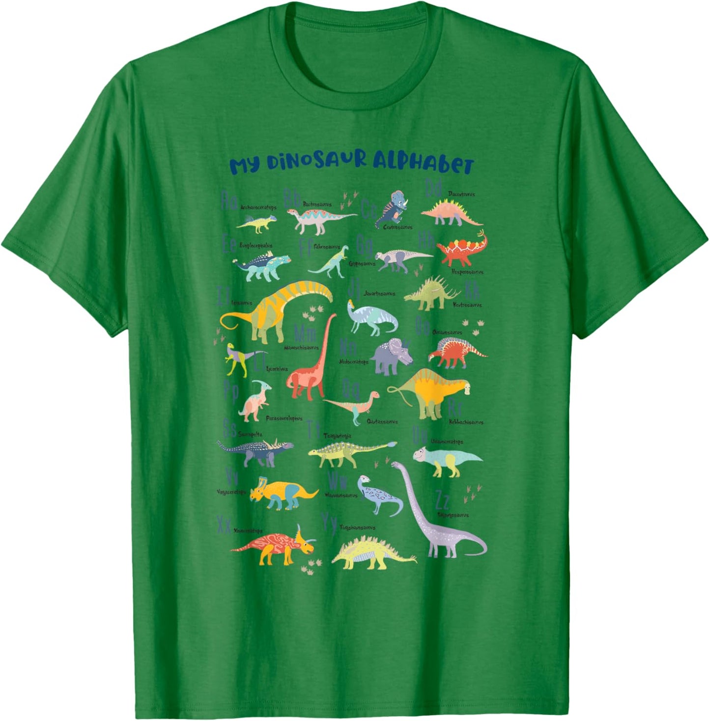 ABC Dino Identification A-Z Types of Dinosaurs Alphabet T-Shirt - T-Shirt | Irish Green