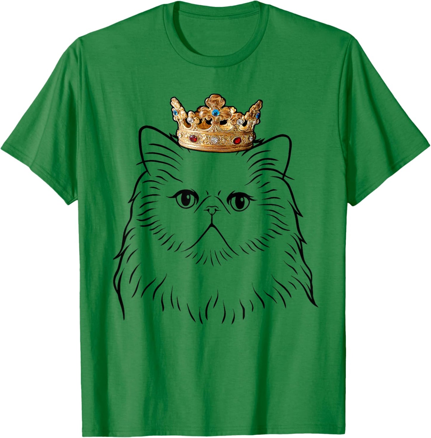 Persian Cat Wearing Crown T-Shirt - T-Shirt | Irish Green