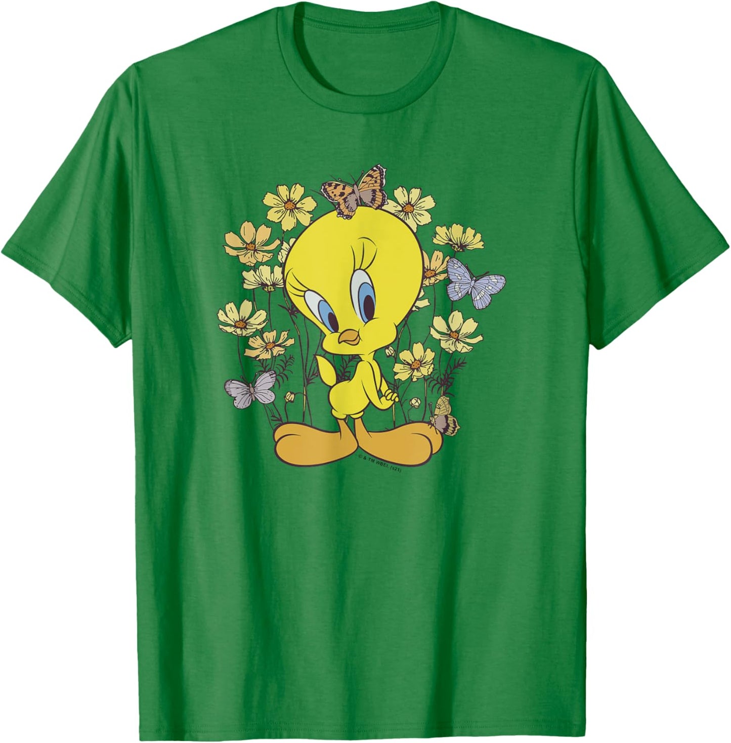 Looney Tunes Tweety And Butterflies Floral T-Shirt - T-Shirt | Irish Green