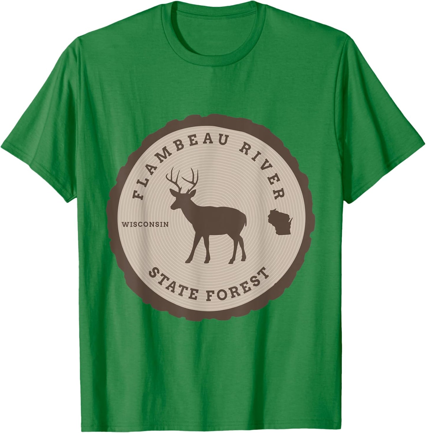 Flambeau River State Forest Wisconsin WI Outdoors Deer T-Shirt - T-Shirt | Irish Green