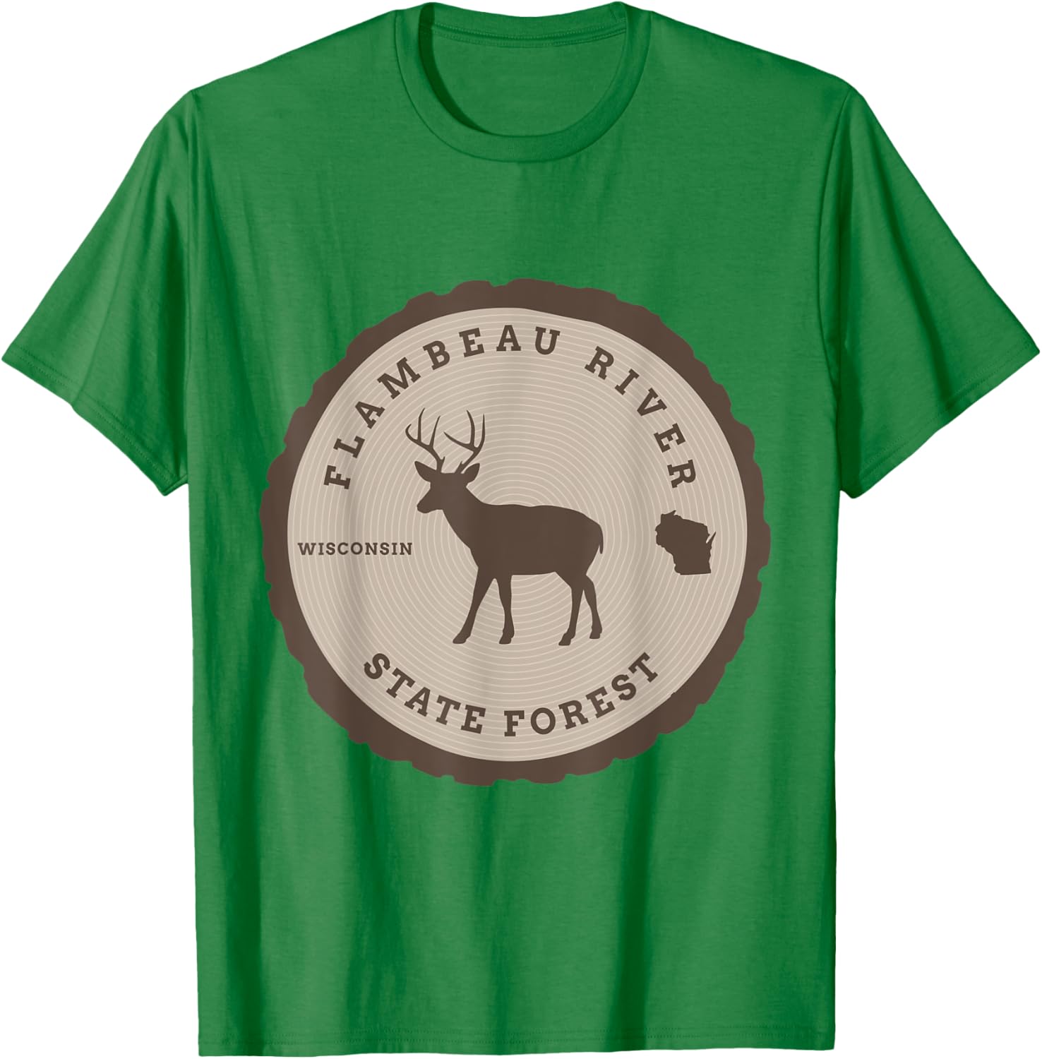 Flambeau River State Forest Wisconsin WI Outdoors Deer T-Shirt - T-Shirt | Irish Green