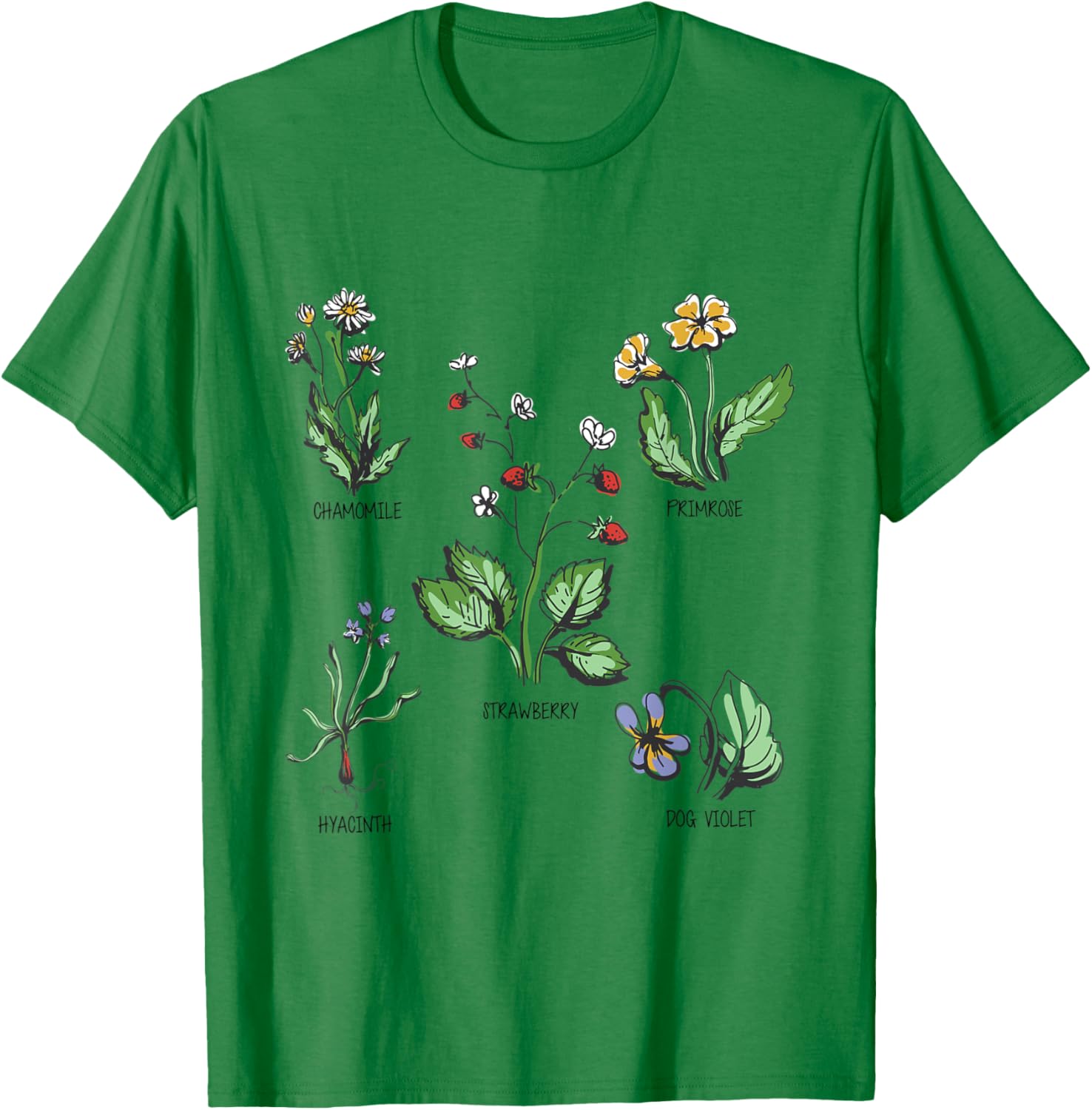 Garden plants in pastel colours for nature lovers botany T-Shirt - T-Shirt | Irish Green