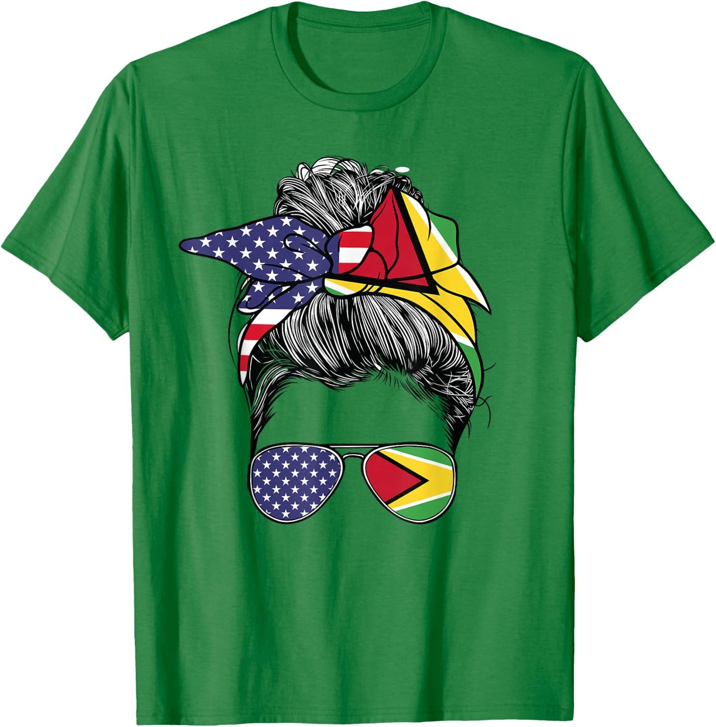 Guyanese Women Girl USA Heritage American Guyana Flag T-Shirt - T-Shirt | Irish Green