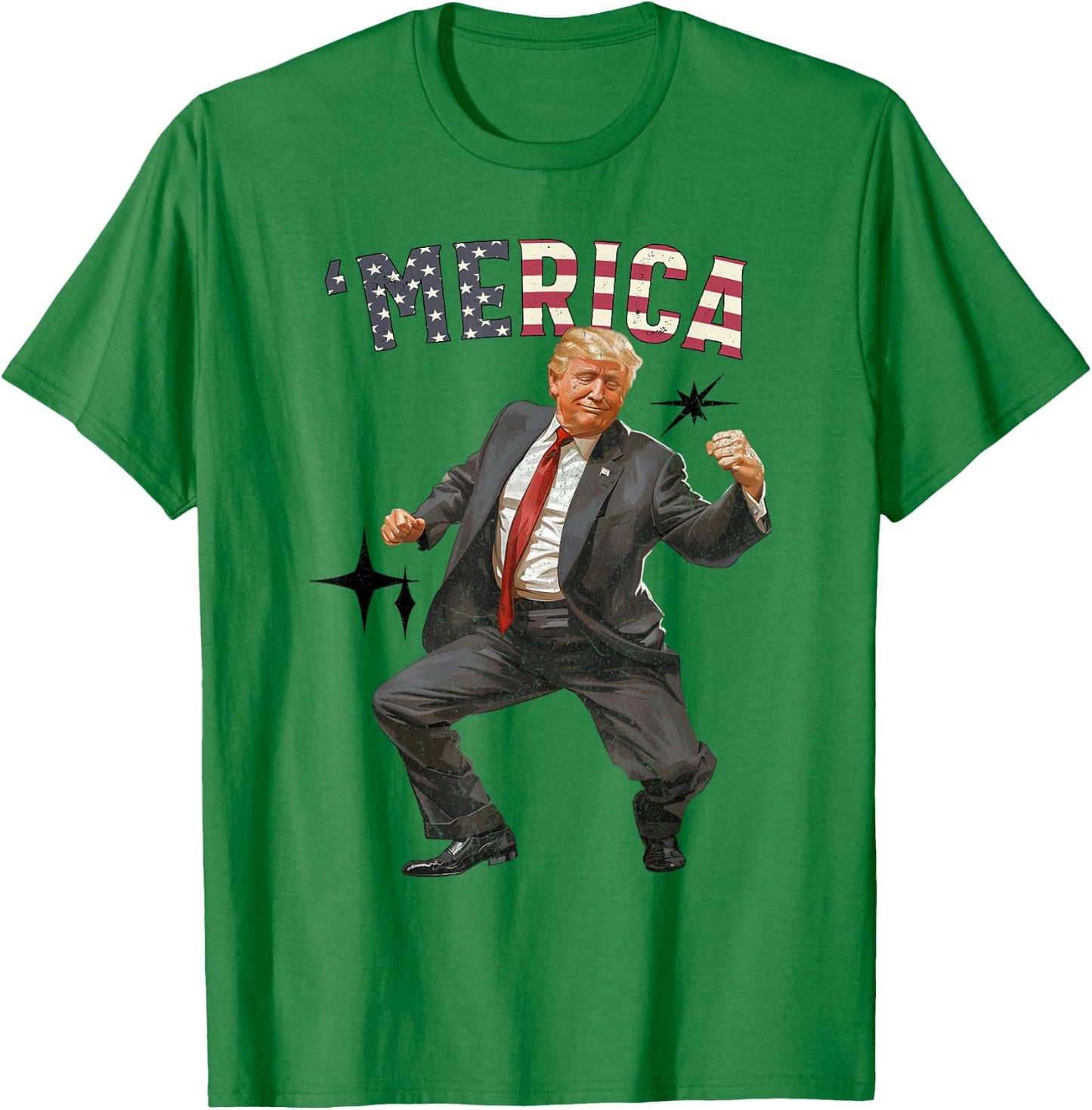 'MERICA TRUMP Happy 4th Of July Trump American Flag Gifts T-Shirt - T-Shirt | Irish Green