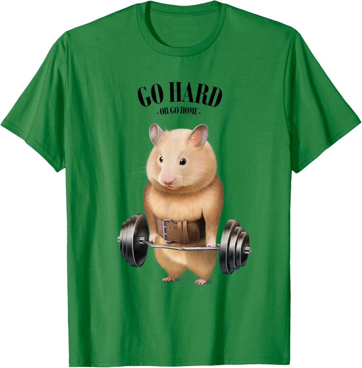 Hamster Muscle Training with Barbell Shrug Bar Fitness Gym T-Shirt - T-Shirt | Irish Green