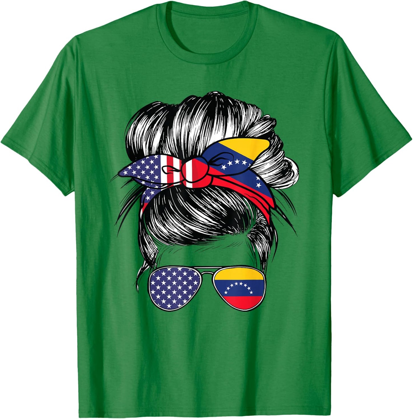 Venezuela Flag American Women Girl USA Heritage Venezuelan T-Shirt - T-Shirt | Irish Green
