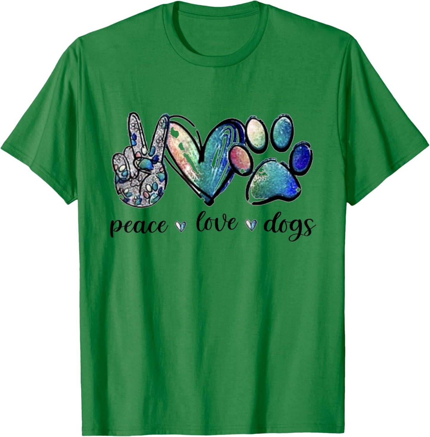 Dog Lover Peace Love Dogs Puppy Paw Women T-Shirt - T-Shirt | Irish Green
