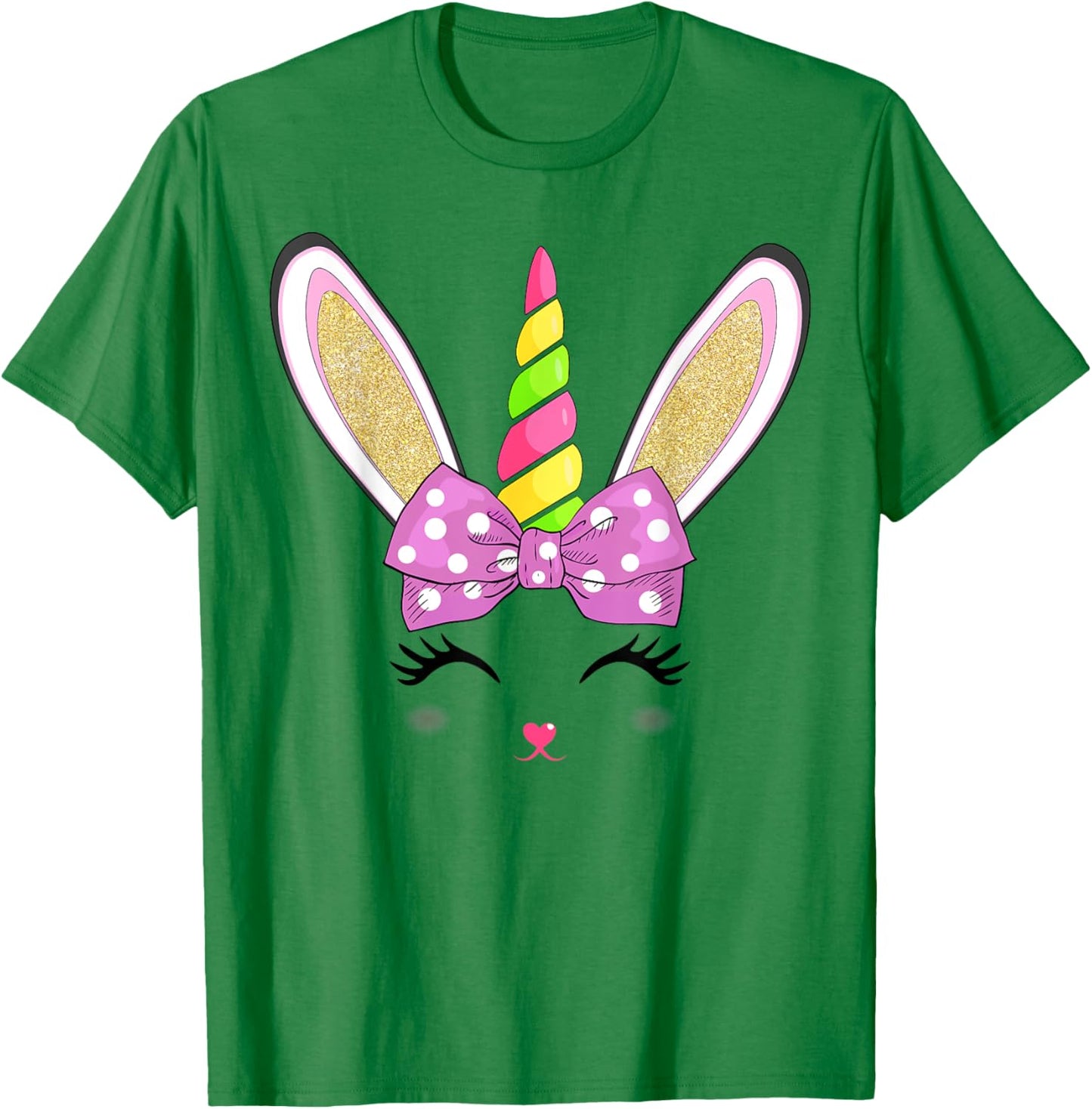 Cute Easter Bunny Face Girls Kids T-Shirt - T-Shirt | Irish Green