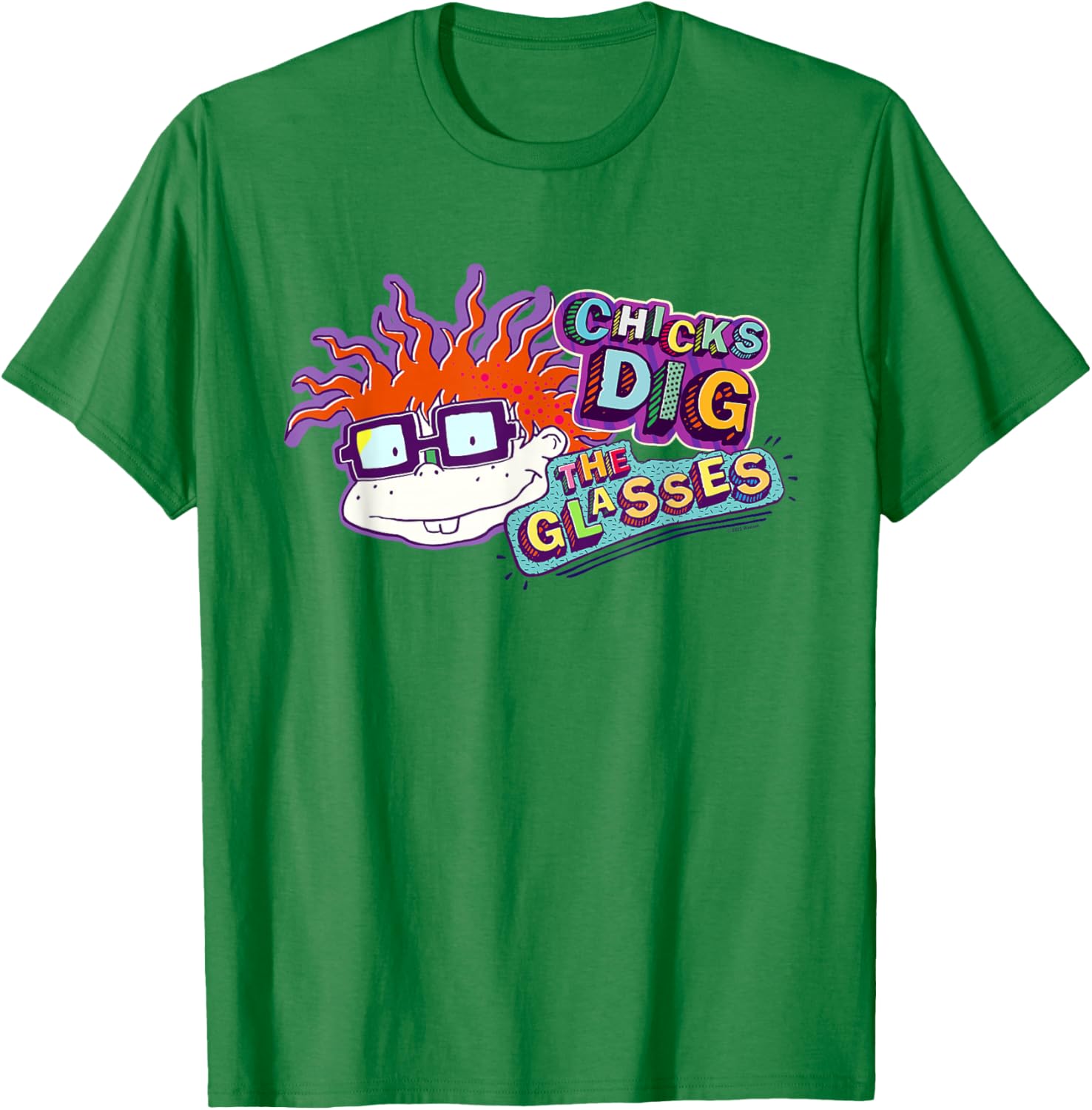 Rugrats Chicks Dig the Glasses Badge T-Shirt - T-Shirt | Irish Green