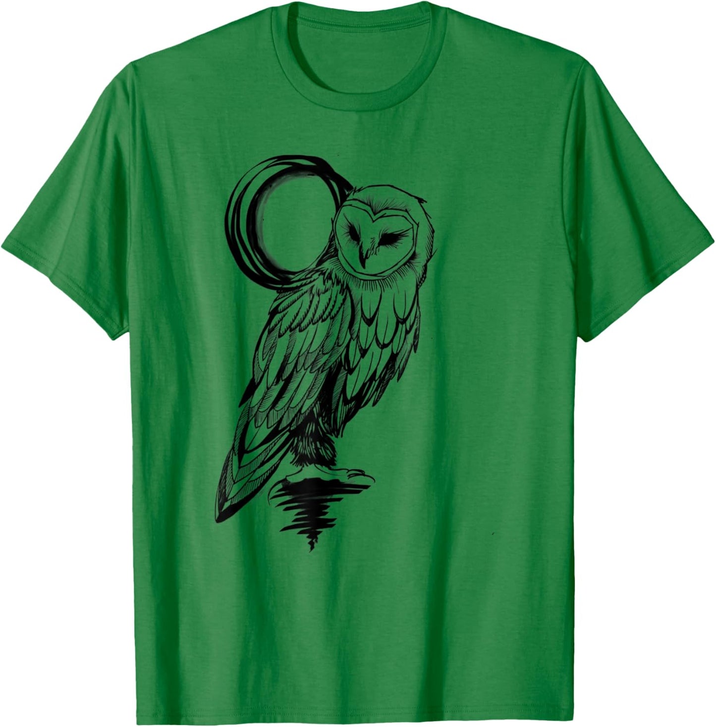 Owl motif shirt, owl black and white print, Barn Owl T-Shirt - T-Shirt | Irish Green