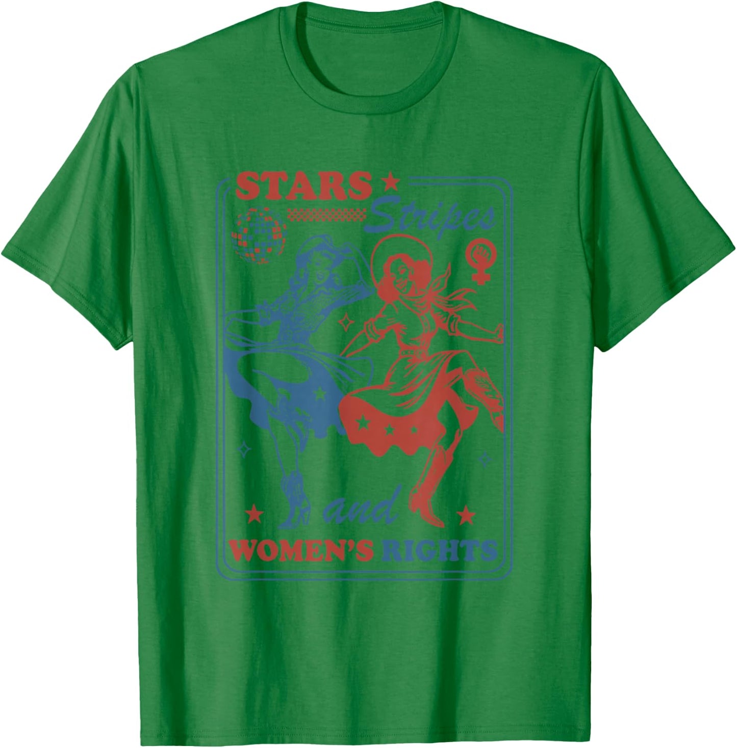 Stars Stripes & Equal Rights 4th of July Retro Groovy Women T-Shirt - T-Shirt | Irish Green