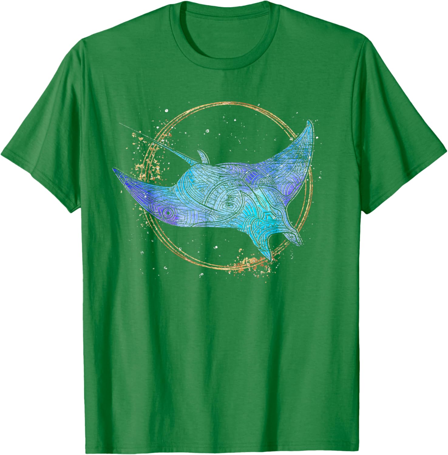 Ocean Animal Lover Hawaiian Tattoo Stingray Manta Ray T-Shirt - T-Shirt | Irish Green