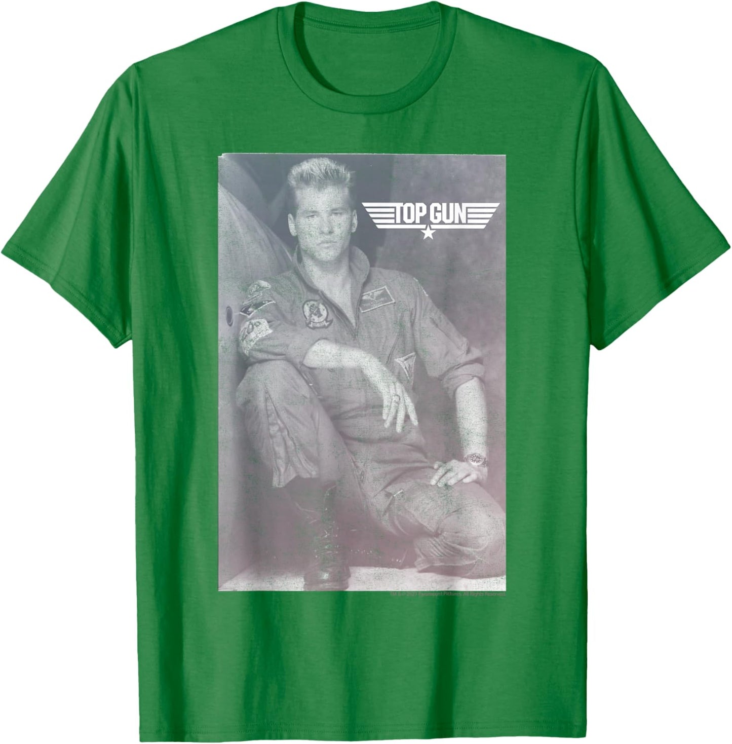 Top Gun Lt. Tom 'Iceman' Kazansky Black & White Poster T-Shirt - T-Shirt | Irish Green