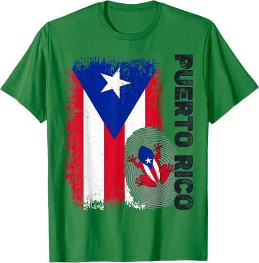 Puerto Rico Flag Hispanic Heritage Boricua Puerto Rican Frog T-Shirt - T-Shirt | Irish Green