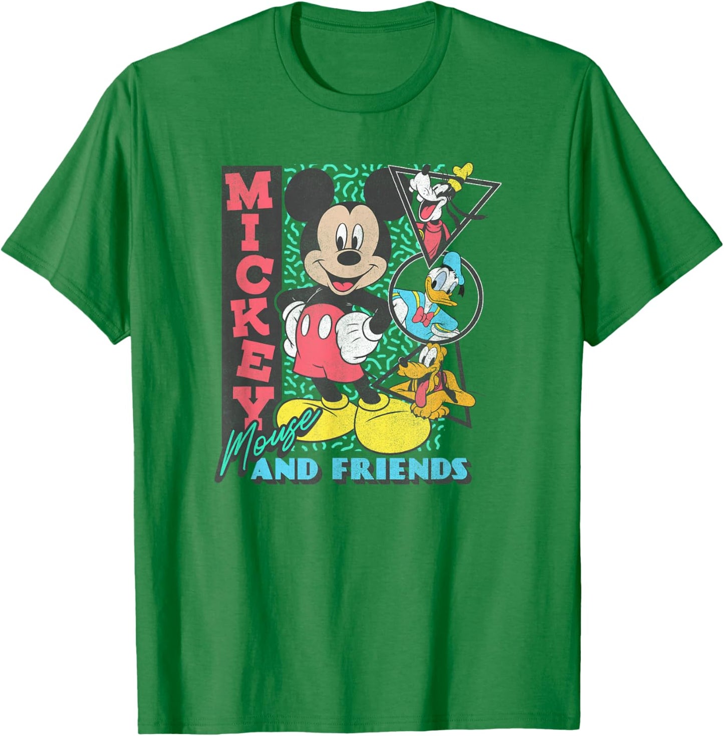 Disney Mickey & Friends Retro 90's Group Poster T-Shirt - T-Shirt | Irish Green