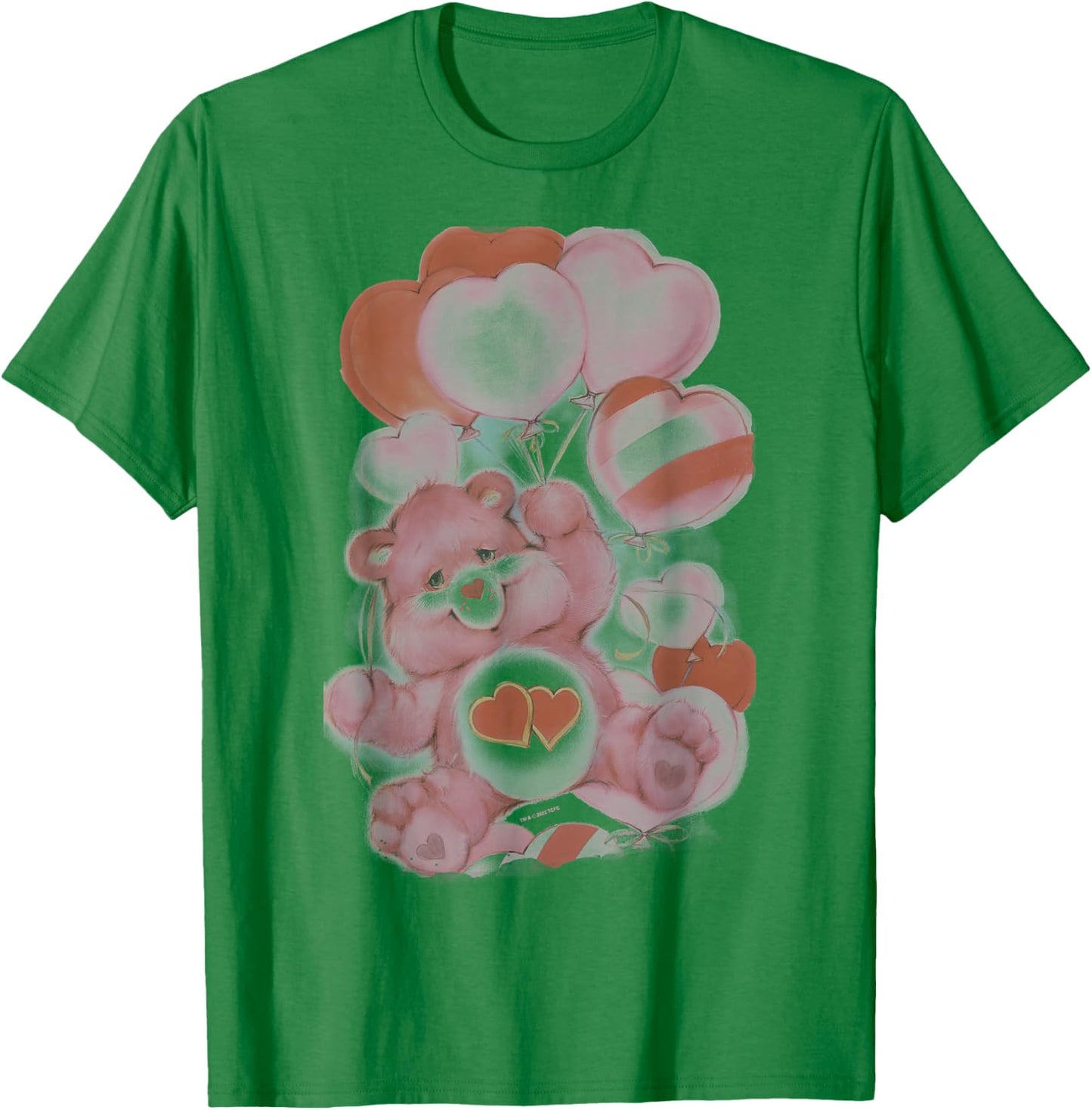Care Bears Valentine's Day Love-a-Lot Bear Watercolor Hearts T-Shirt - T-Shirt | Irish Green