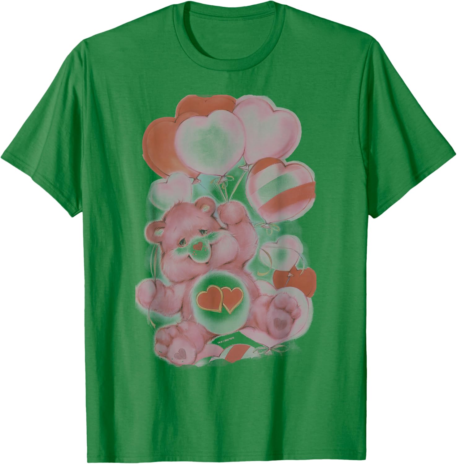 Care Bears Valentine's Day Love-a-Lot Bear Watercolor Hearts T-Shirt - T-Shirt | Irish Green