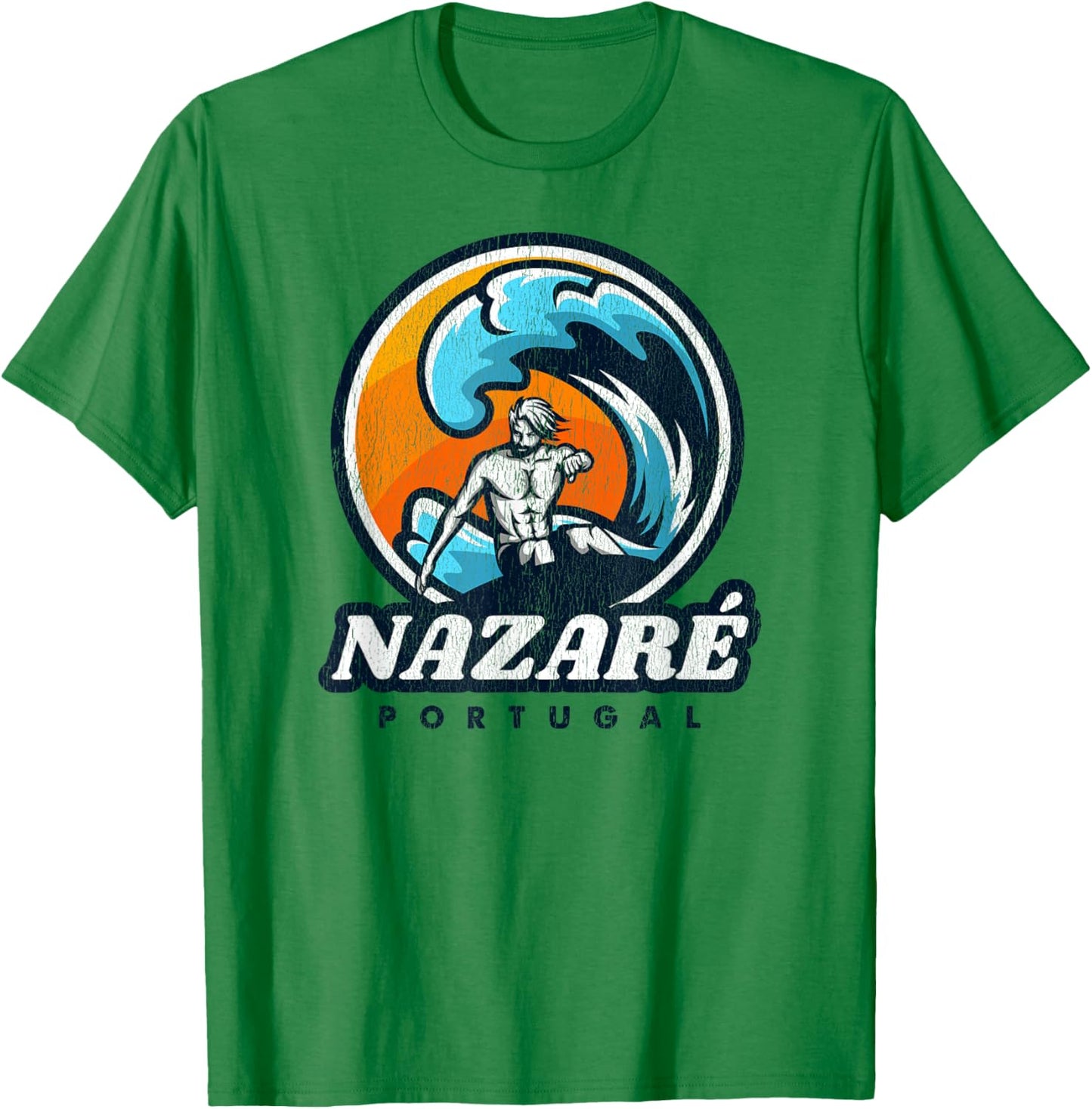 Nazare Portugal Surfing Competition Vintage Surf Style T-Shirt - T-Shirt | Irish Green