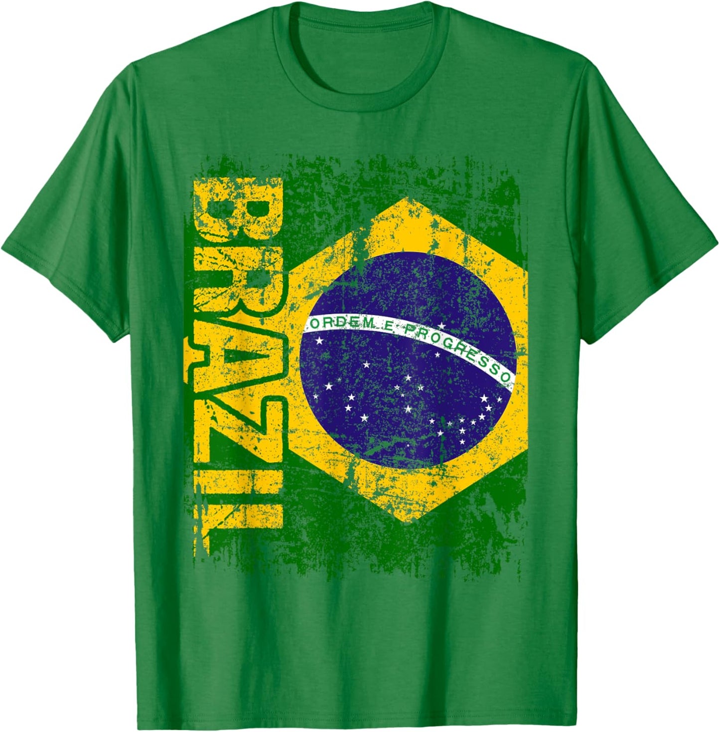 BRAZIL BRASIL Flag Vintage Distressed BRAZIL T-Shirt - T-Shirt | Irish Green