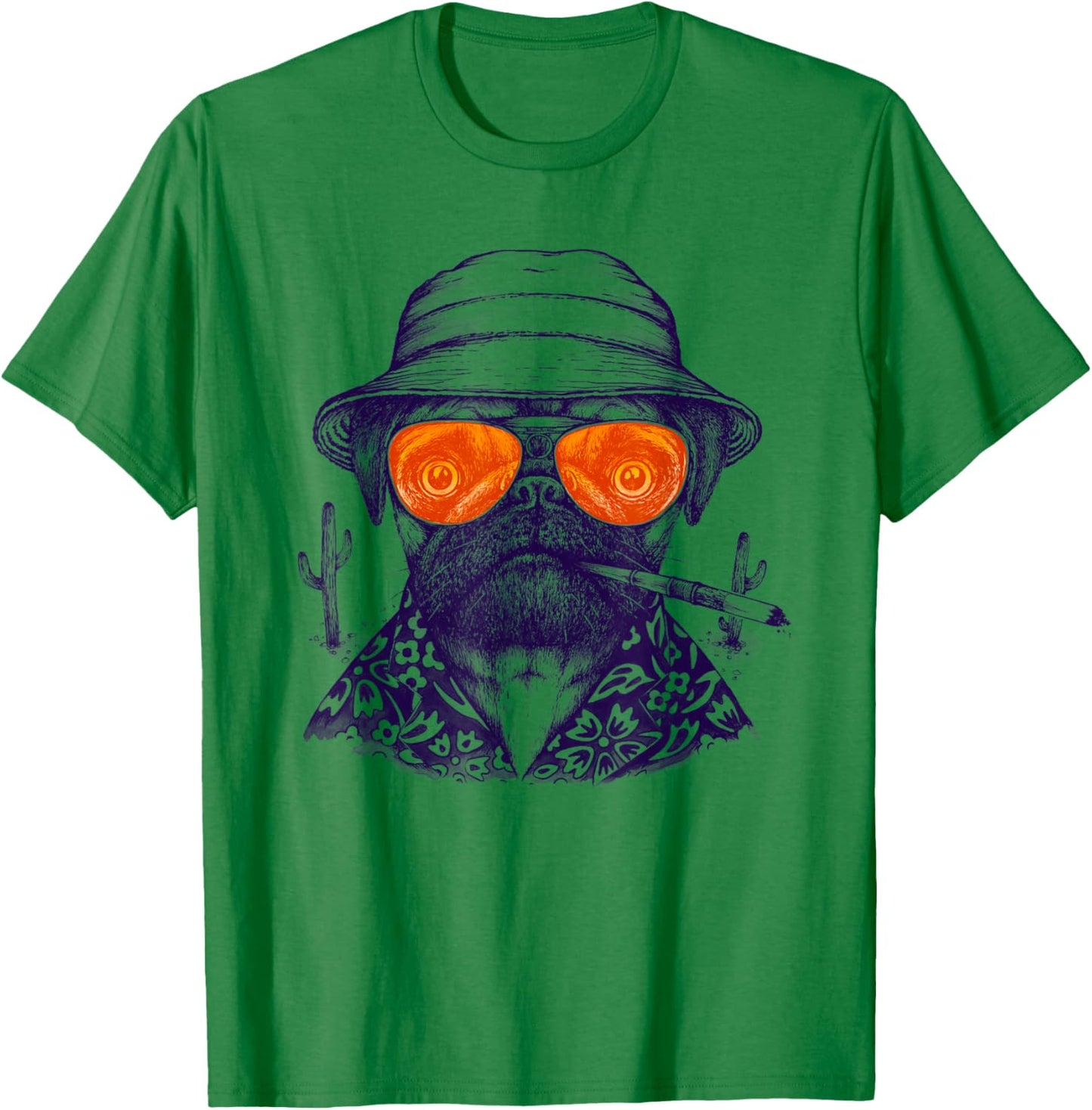 Funny Animals Las Vegas Pug Dog Glasses Pet Movie Parody Art Men Women T-Shirt - T-Shirt | Irish Green