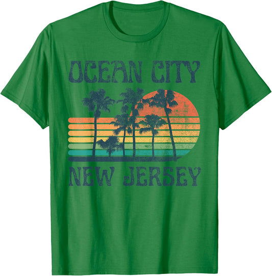 Ocean City New Jersey Beach Summer Vacation Vintage T-Shirt - T-Shirt | Irish Green