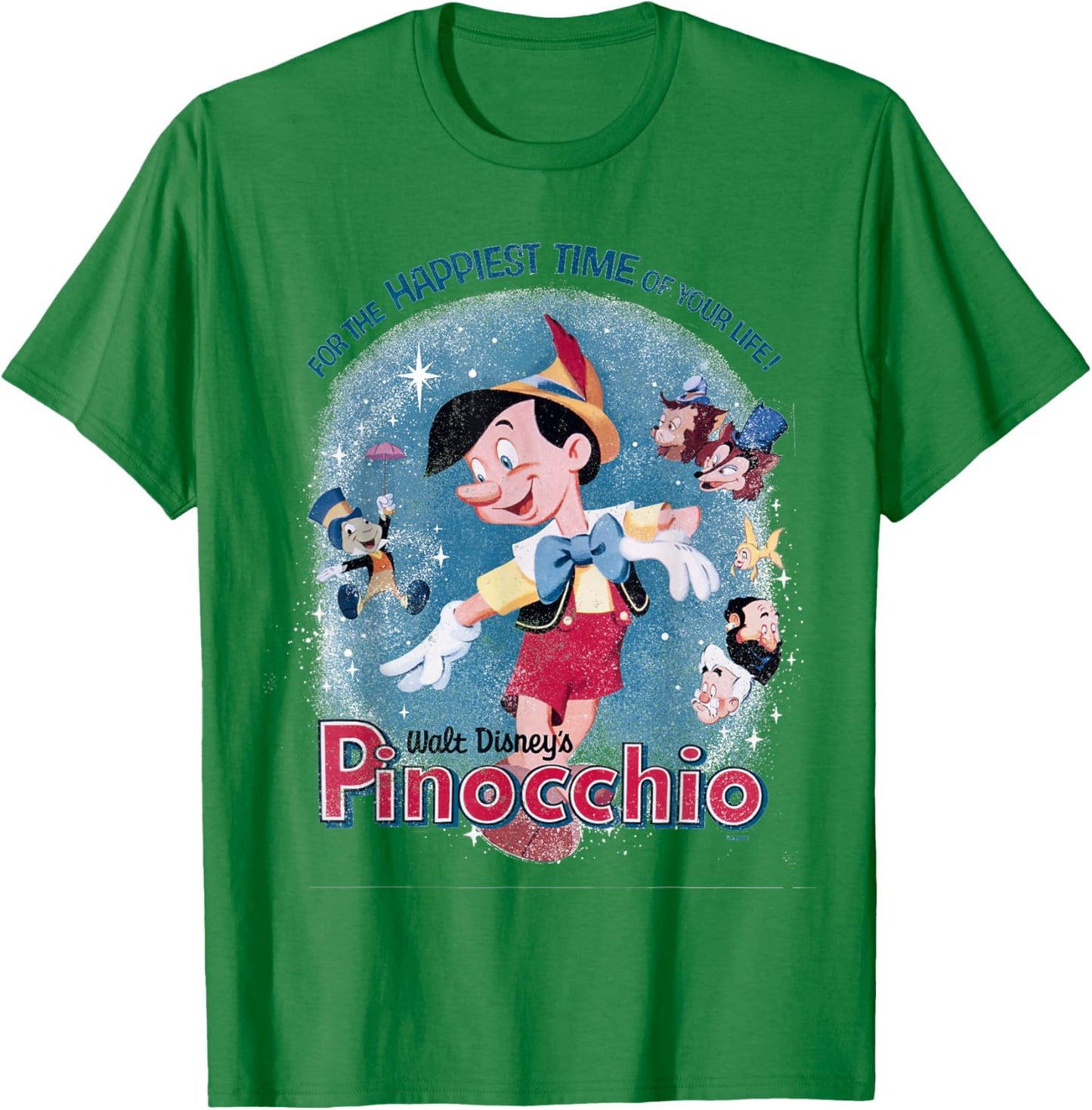 Disney Pinocchio For The Happiest Time In Your Life Retro T-Shirt - T-Shirt | Irish Green