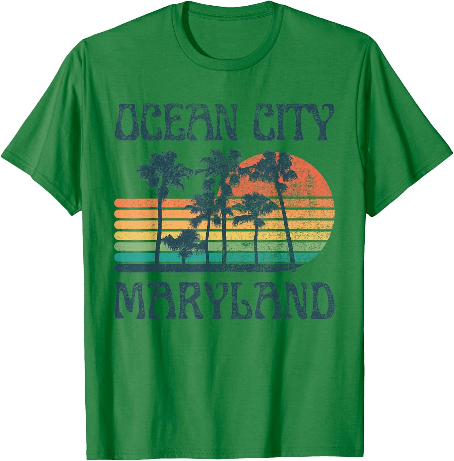 Ocean City Maryland Beach Summer Vacation Vintage T-Shirt - T-Shirt | Irish Green