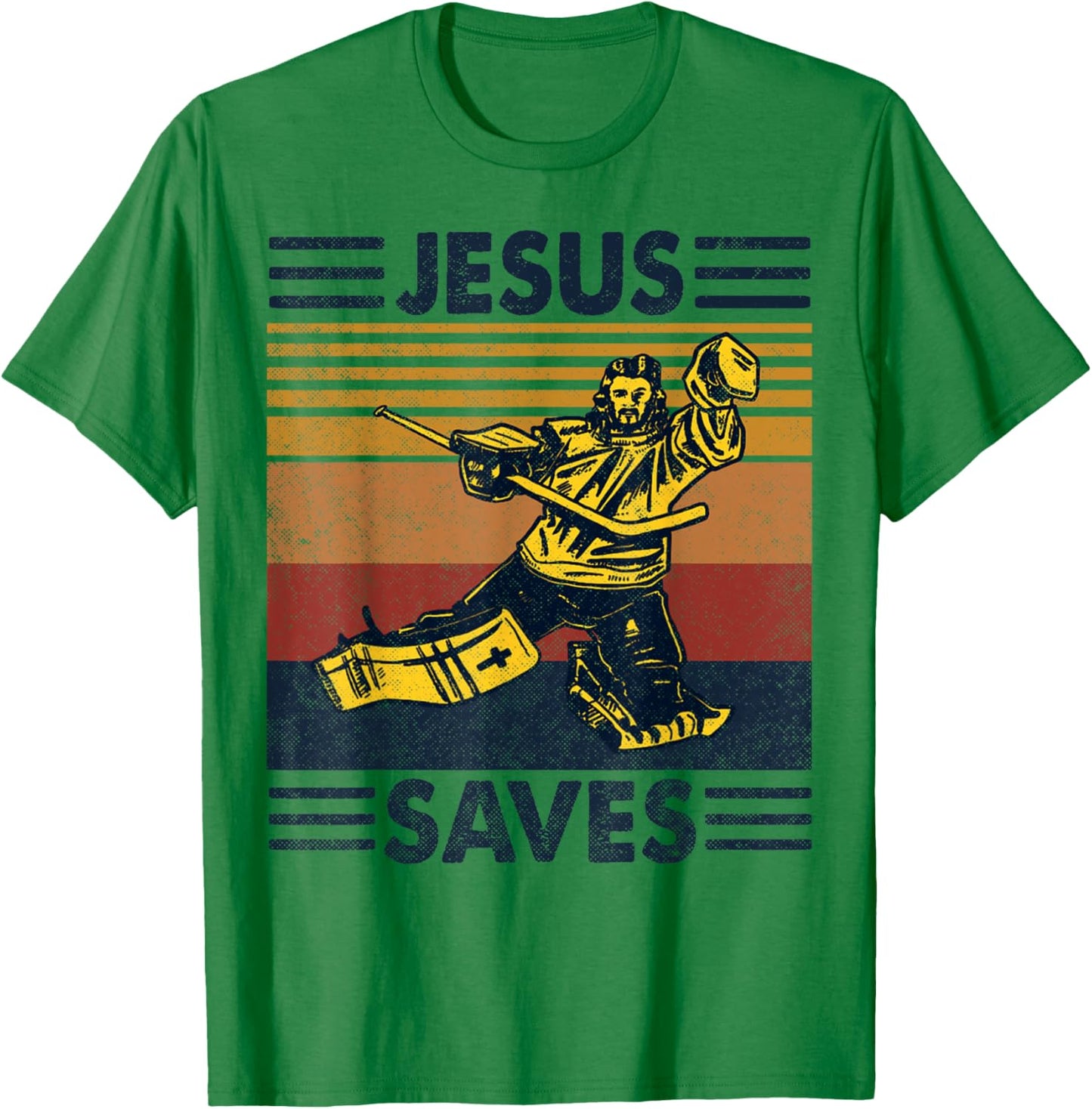 Jesus Saves Ice Hockey Goalie Sport Religious Christian Gift T-Shirt - T-Shirt | Irish Green