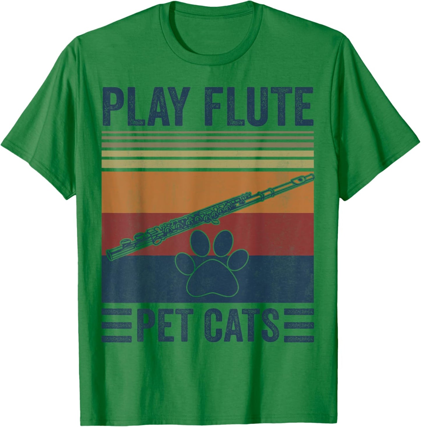 Funny Cat lover and Flute Player - Pet Cats Play Flute T-Shirt - T-Shirt | Irish Green