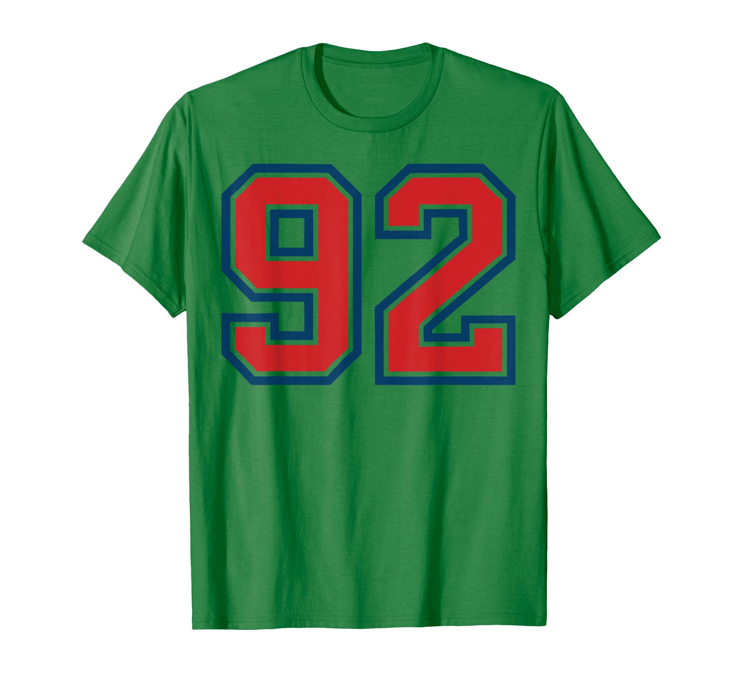 Red and Blue Sports Number 92 Jersey Uniform Player Fan T-Shirt