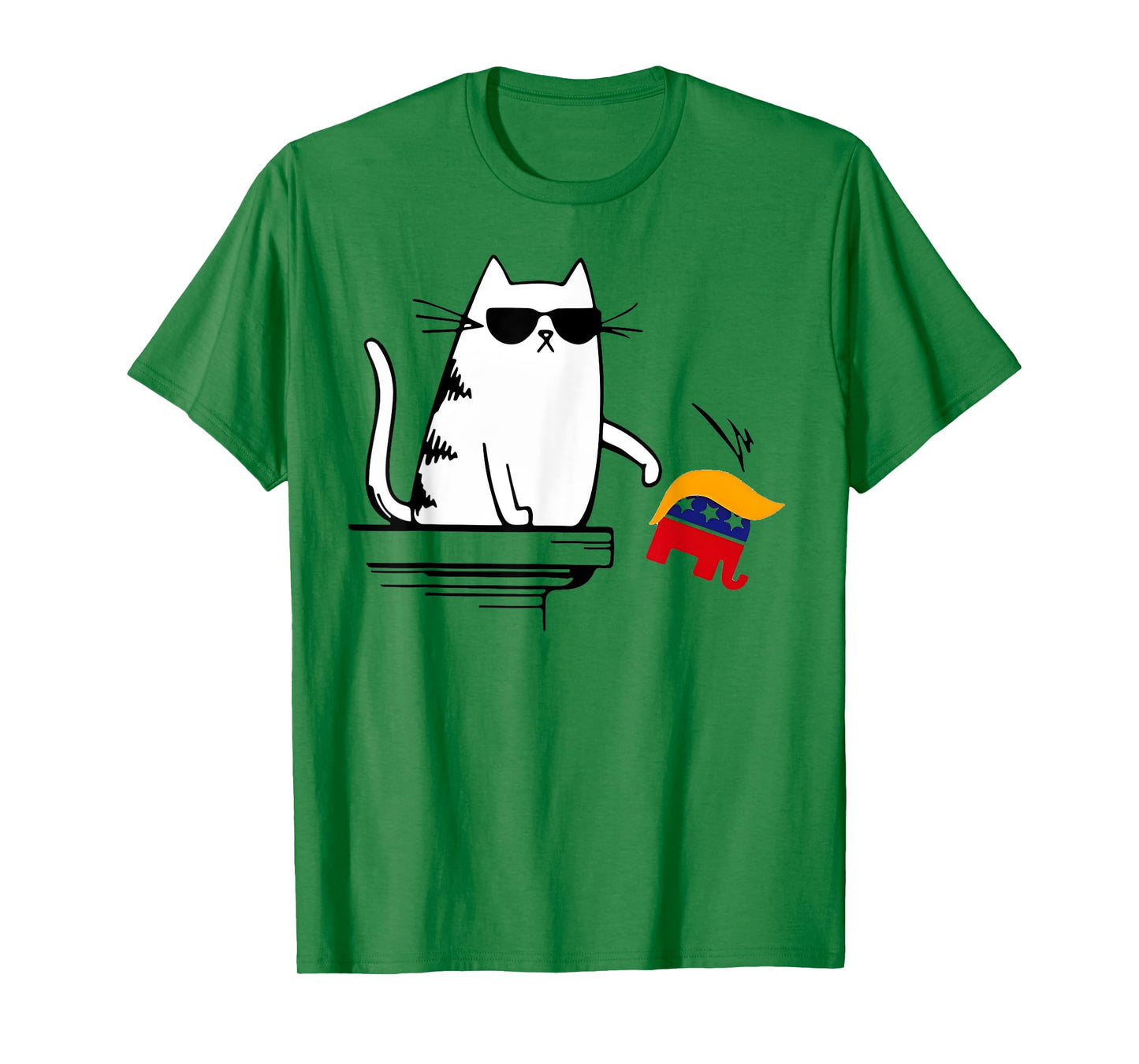 Cool Cat Harris Walz Knock Over Trump Elephant Hair Yard Men Women T-Shirt