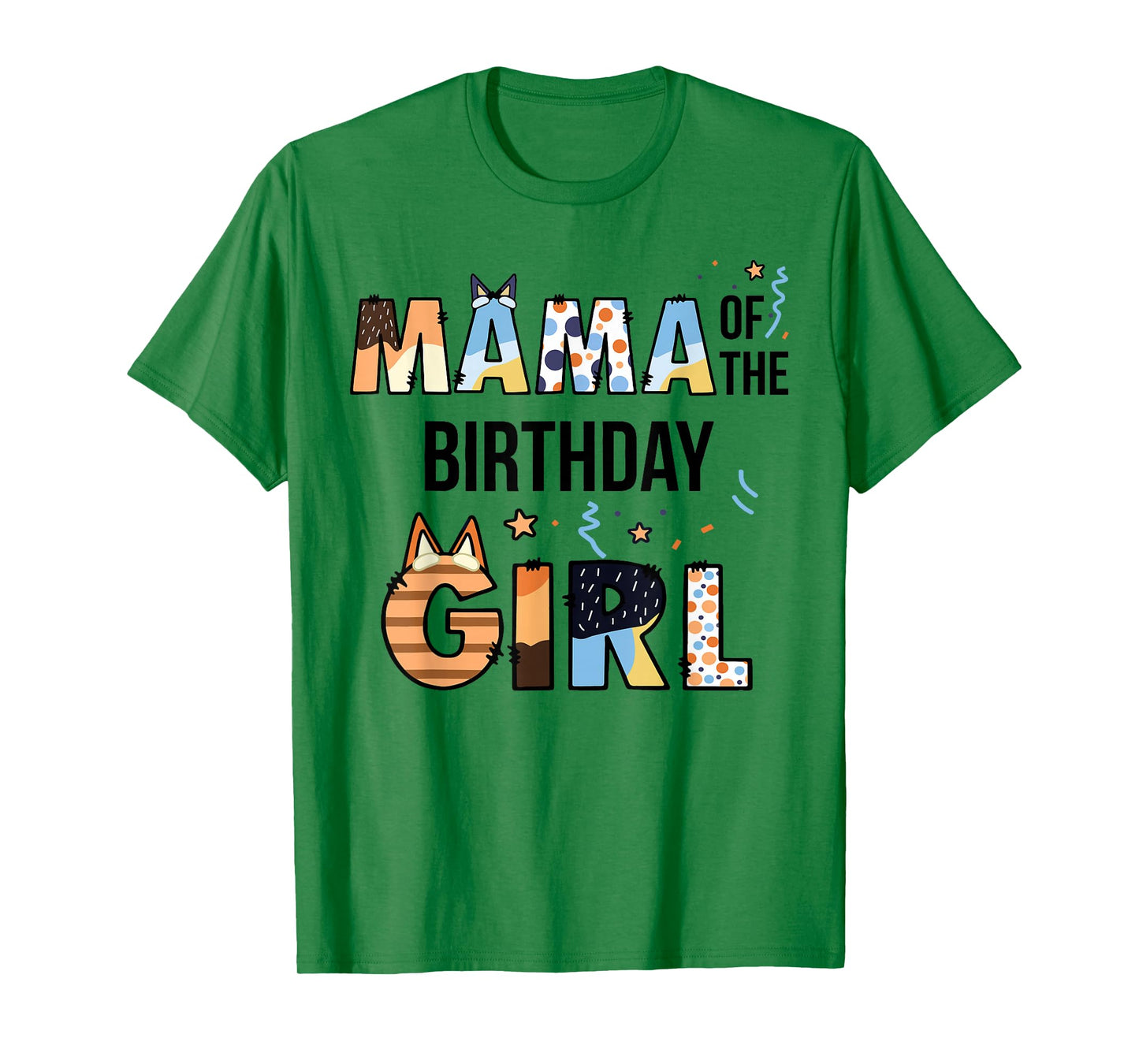 Mama Of The Birthday Girl Party Blue Dog Lover Matching T-Shirt