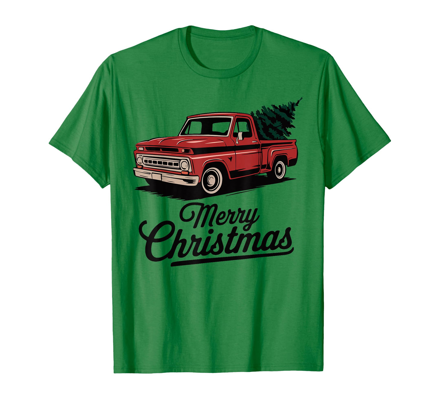 Red Pickup Truck Christmas Tree Vintage Christmas Men Women T-Shirt