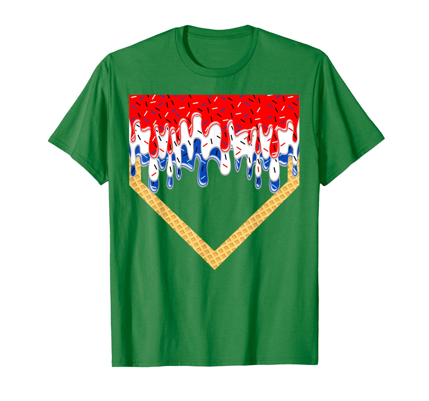 Baseball Drip American Flag Home Plate 4th Of July Patriotic T-Shirt