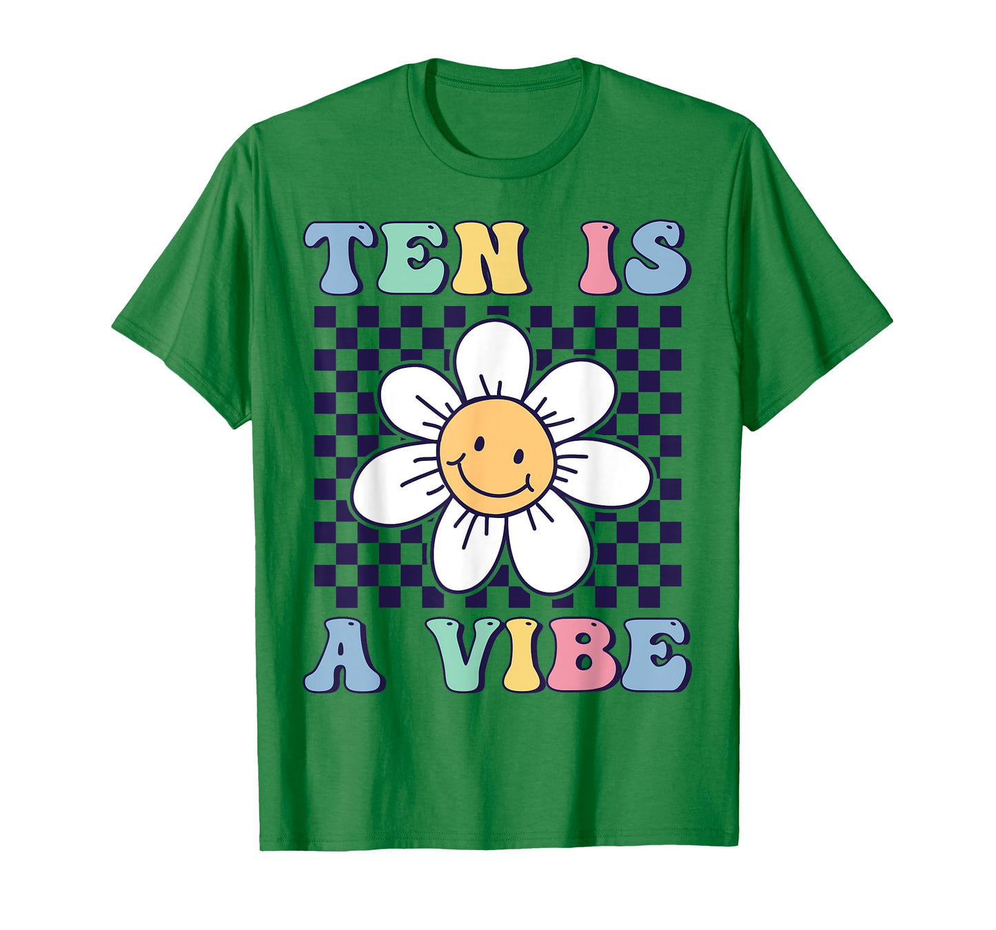 Ten Is A Vibe Cute Groovy 10th Birthday Party Daisy Flower T-Shirt