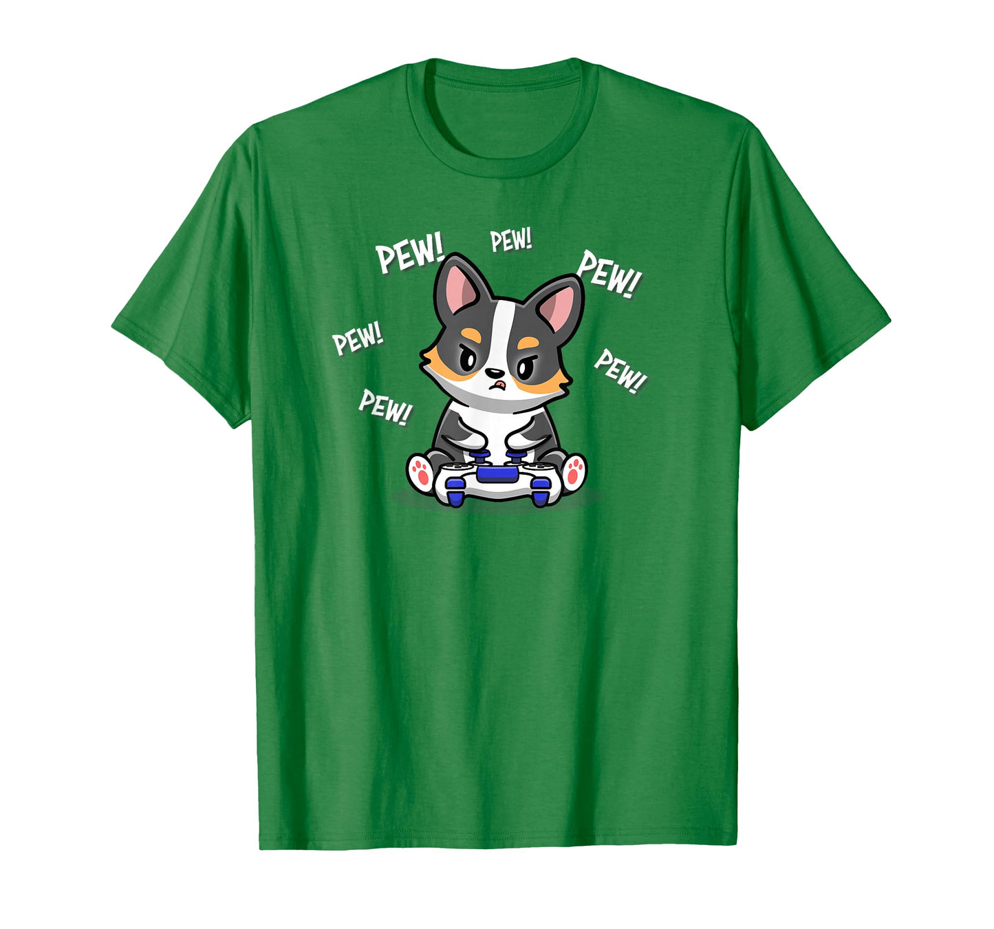 Funny Kawaii Kids Video Gamer Black Tricolor Corgi Lover T-Shirt