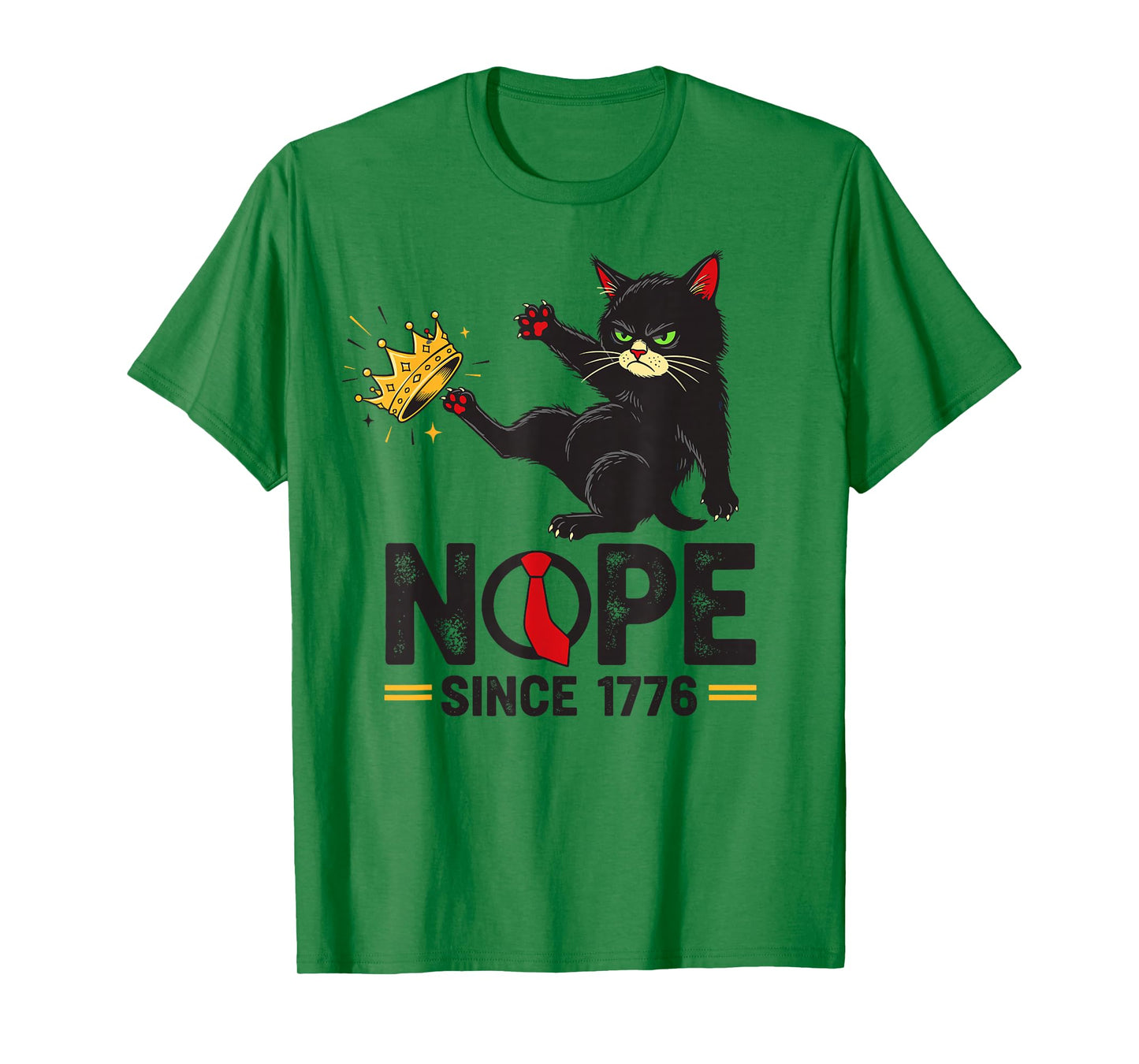 Nope No Kings in America Since 1776 Funny Black Cat T-Shirt